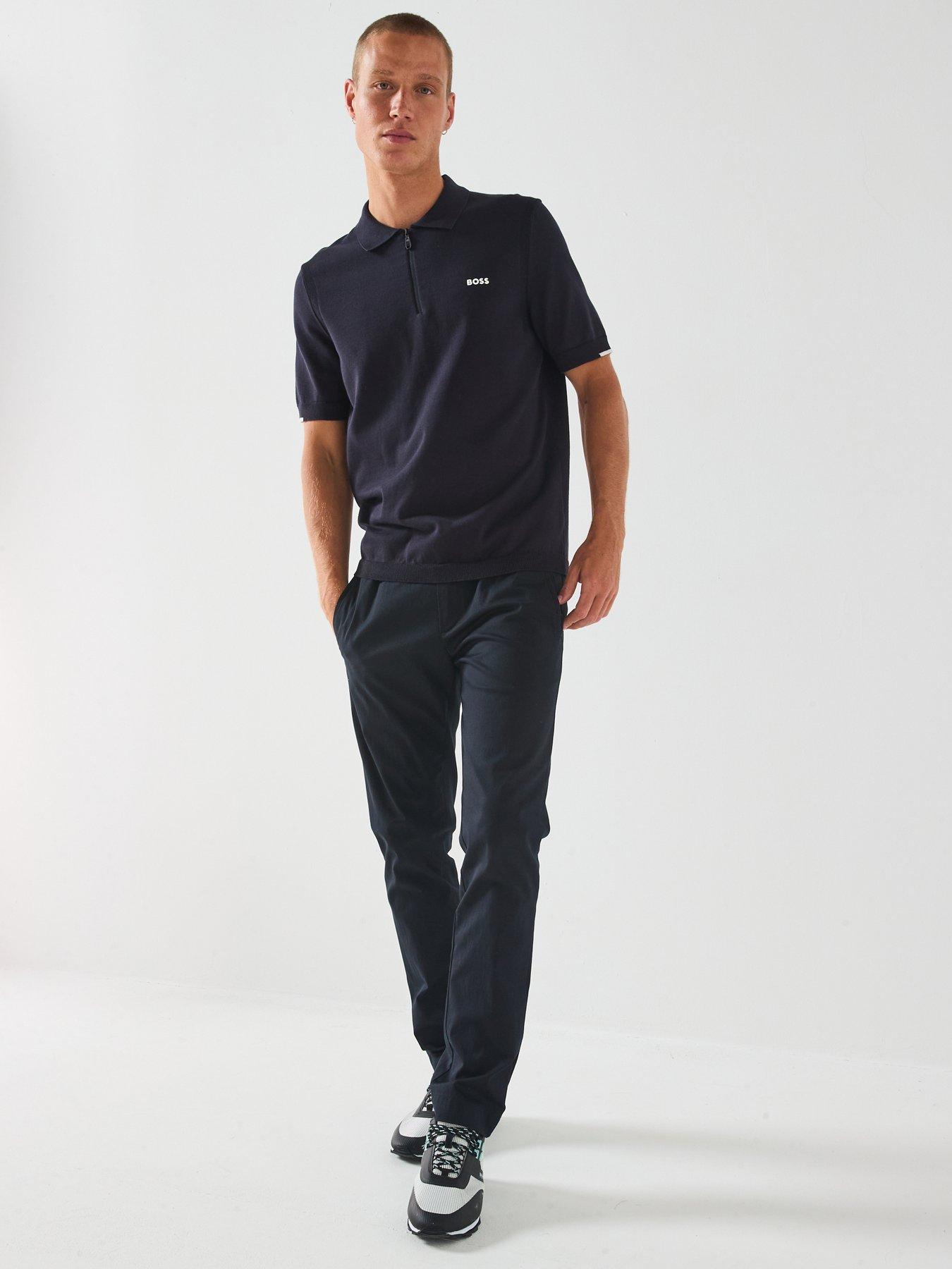  image of boss-ever-x-regular-fit-knitted-polo-navy
