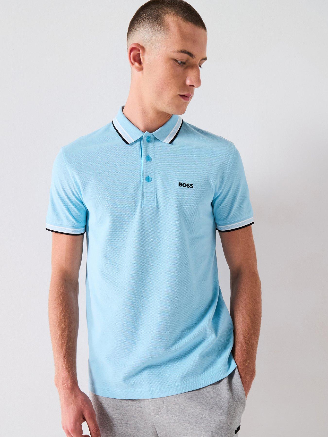 BOSS Paddy Regular Fit Tipping Polo Shirt - Light Blue