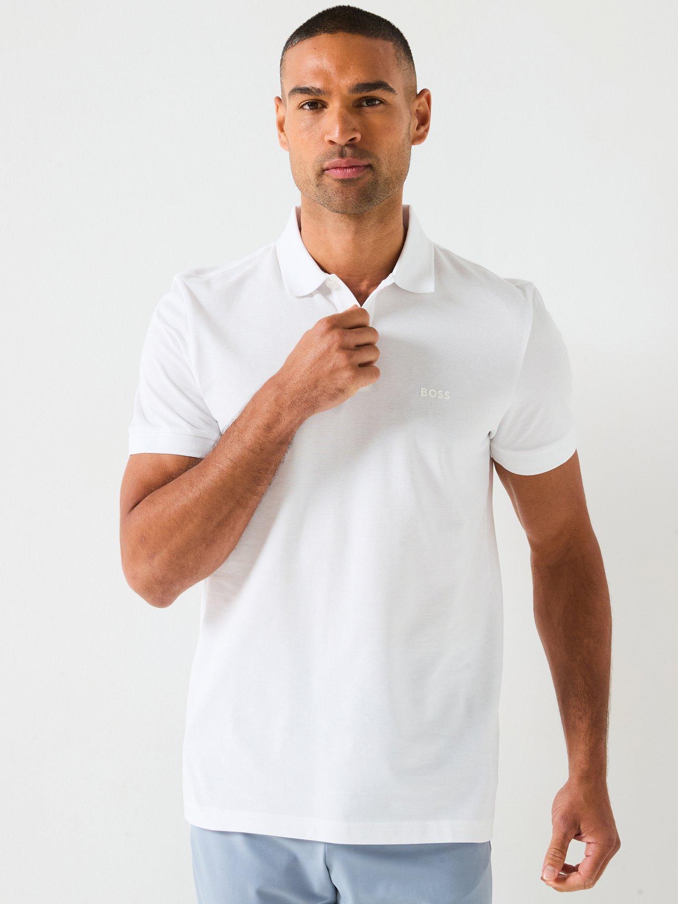 Image 1 of 6 of BOSS Tonal Logo Polo Shirt - White