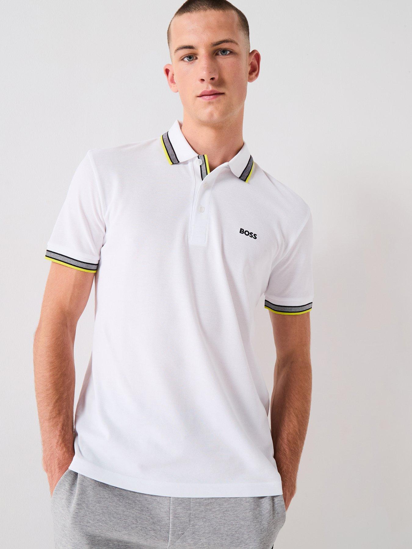 BOSS Paddy Regular Fit Tipping Polo Shirt - White