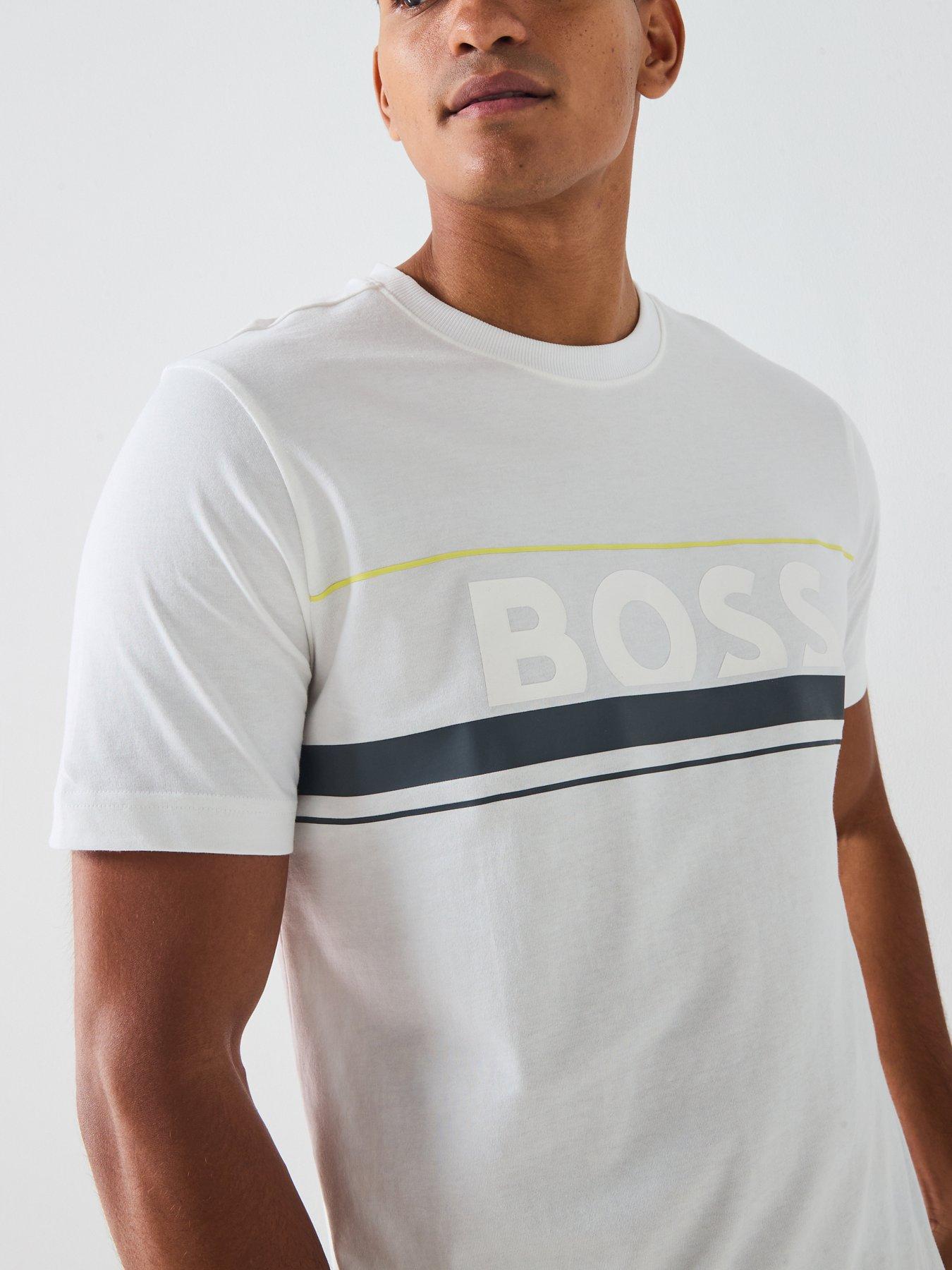 Image 4 of 4 of BOSS Tee Iconic Zone Regular Fit Large Logo T-Shirt - White