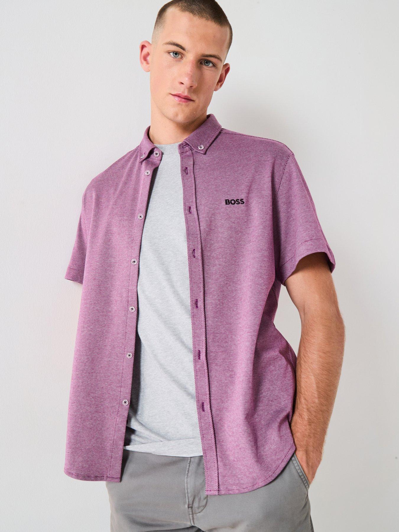 BOSS Motion Regular Fit Short Sleeve Shirt - Pink