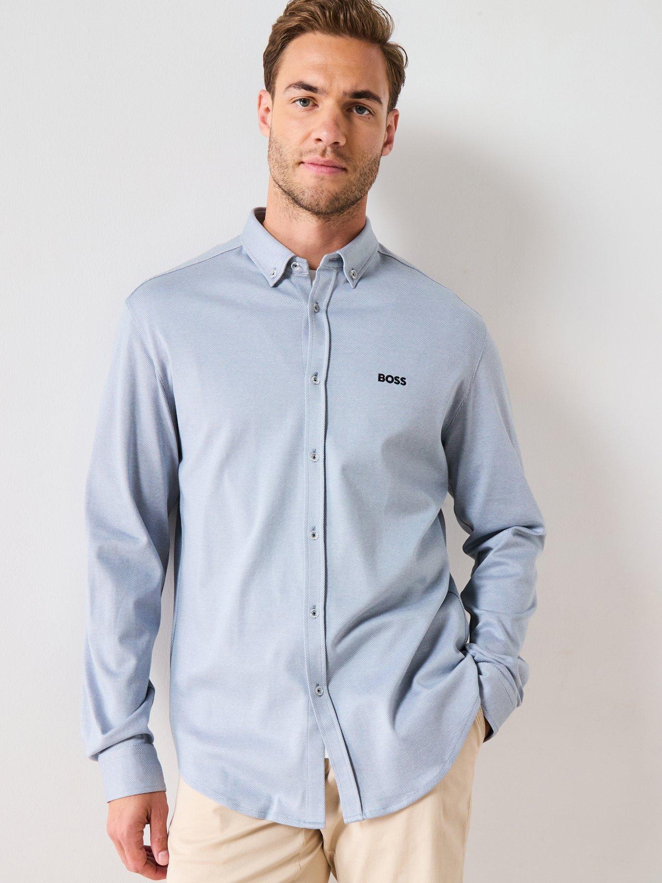 BOSS Motion Regular Fit Long Sleeve Shirt - Light Grey