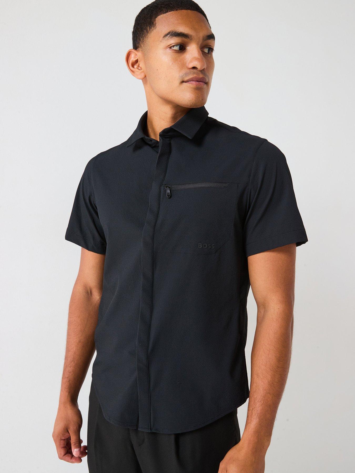 boss-urban-seersucker-regular-fit-short-sleeve-shirt-black