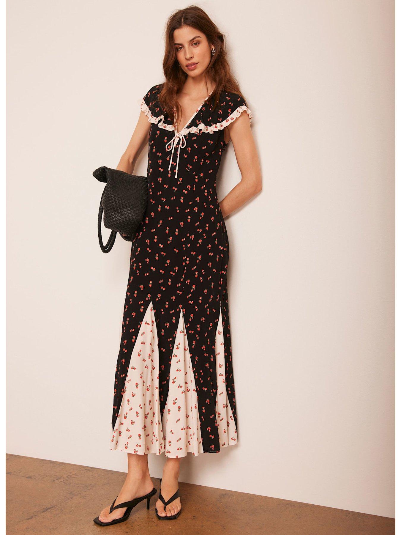 Mint Velvet Strawberry Print Midaxi Dress - Black | Littlewoods