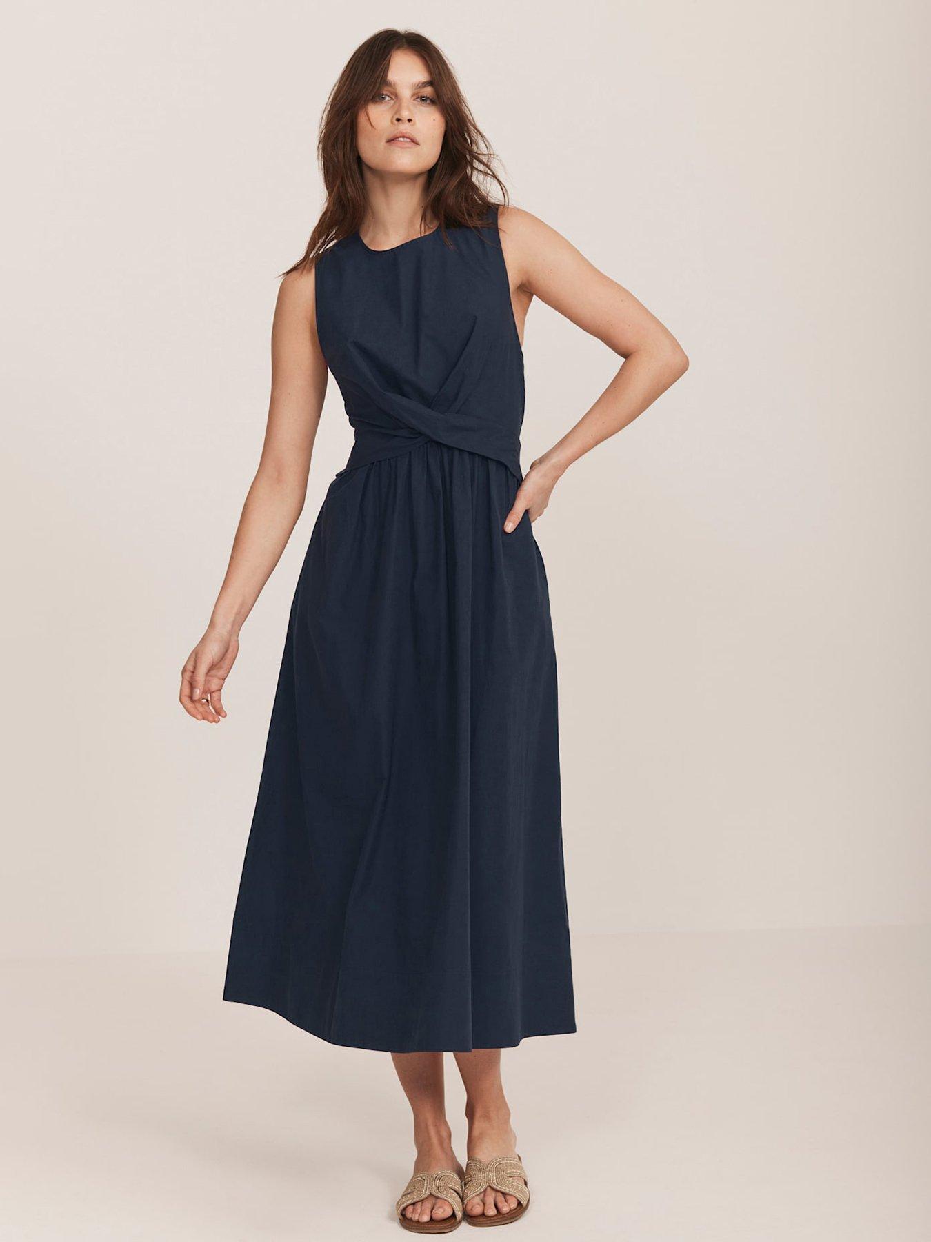 undefined Twist Midi Dress - Navy