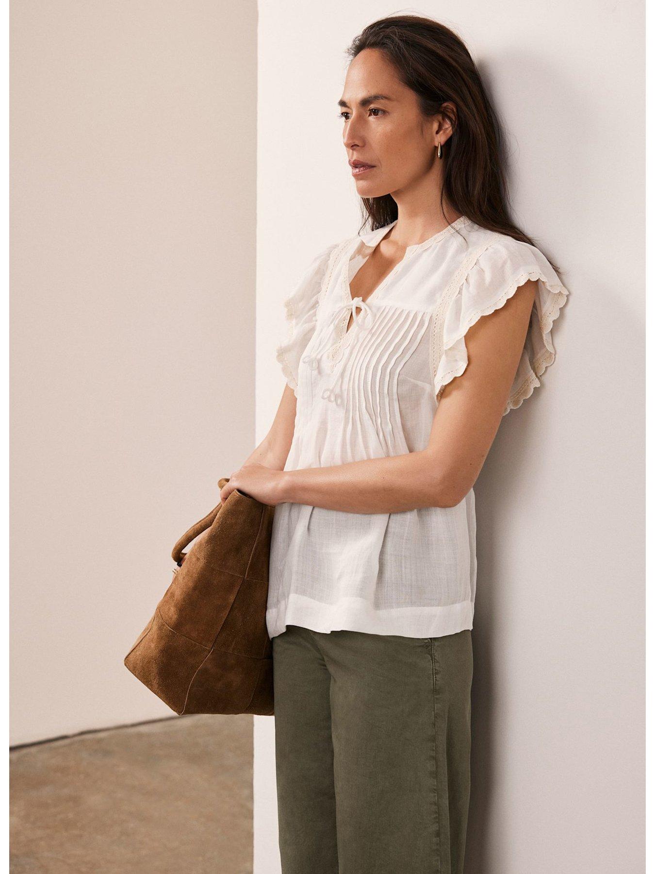  image of mint-velvet-white-cap-sleeve-blouse-cream