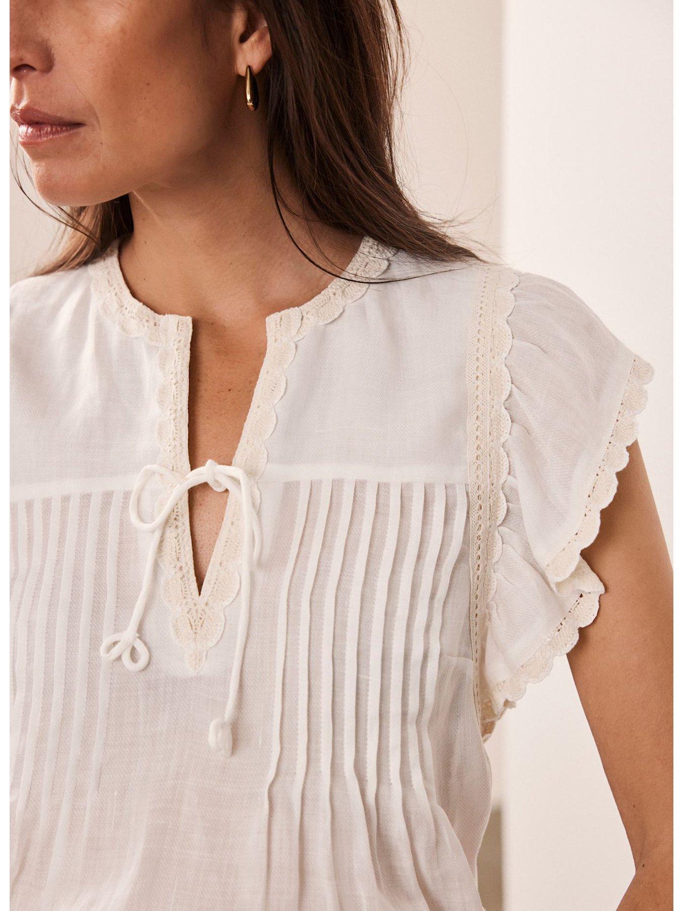  image of mint-velvet-white-cap-sleeve-blouse-cream
