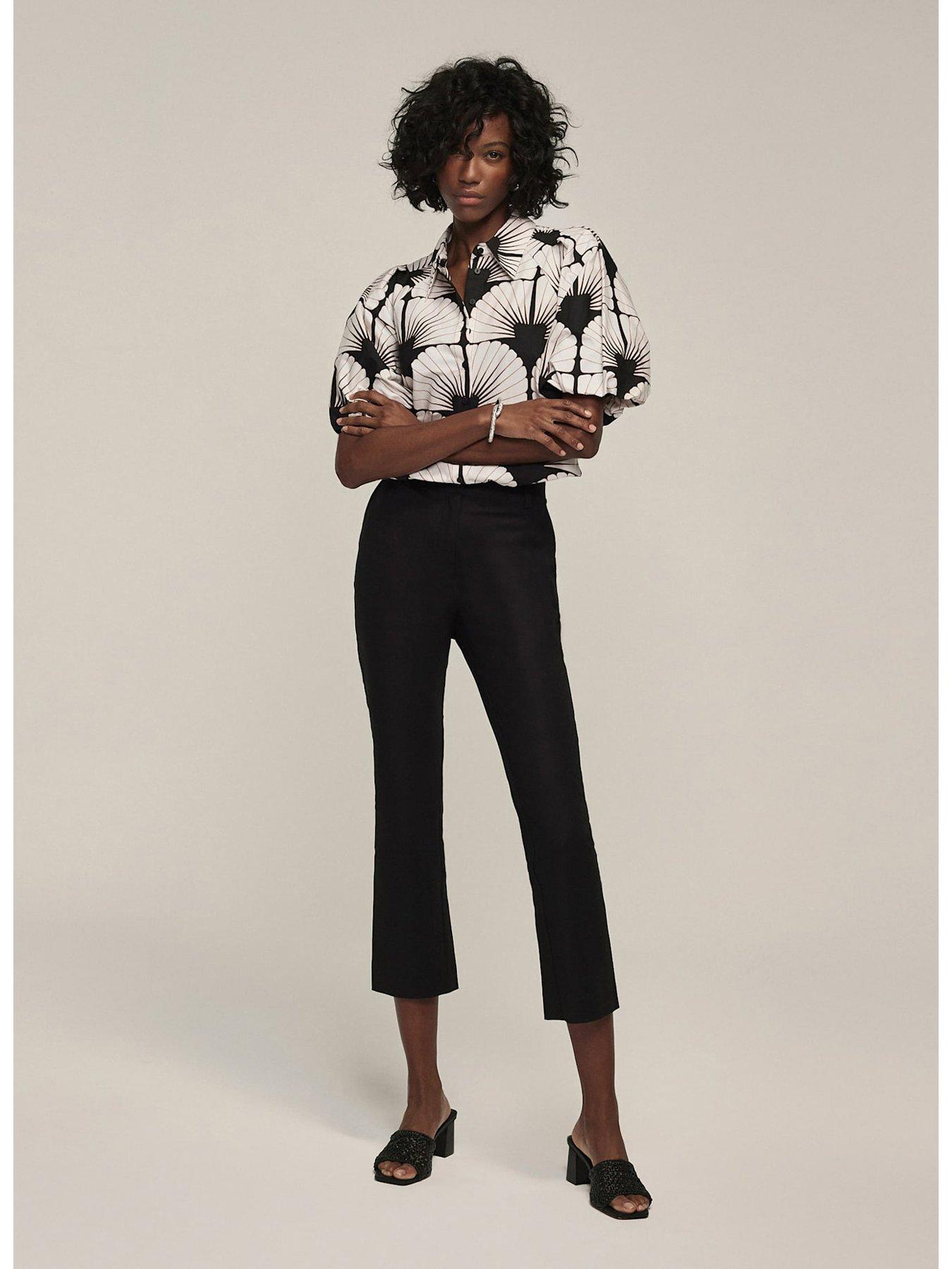  image of mint-velvet-neutral-shell-print-shirt-black