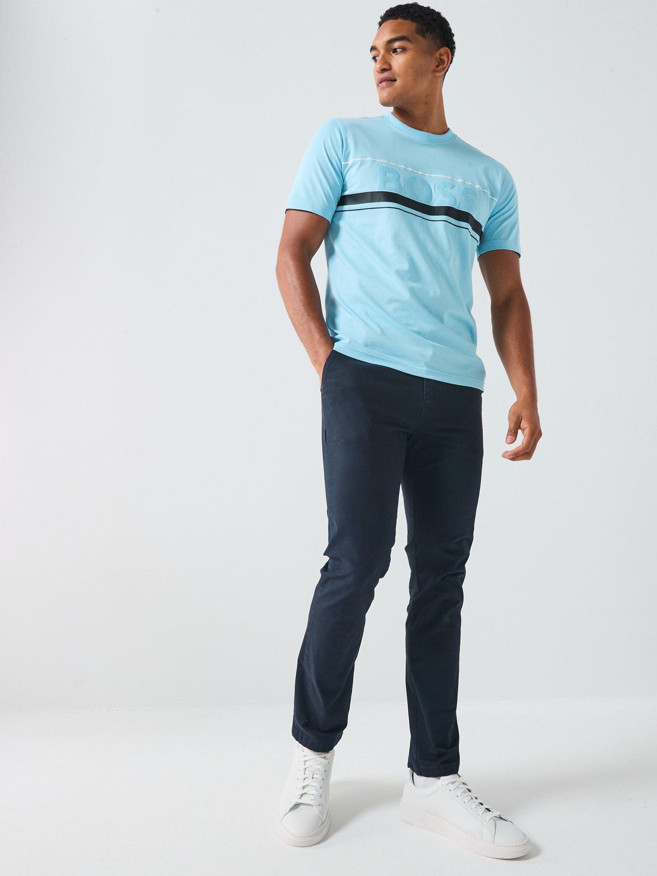 Image 3 of 5 of BOSS Tee Iconic Zone Large Logo T-Shirt - Light Blue