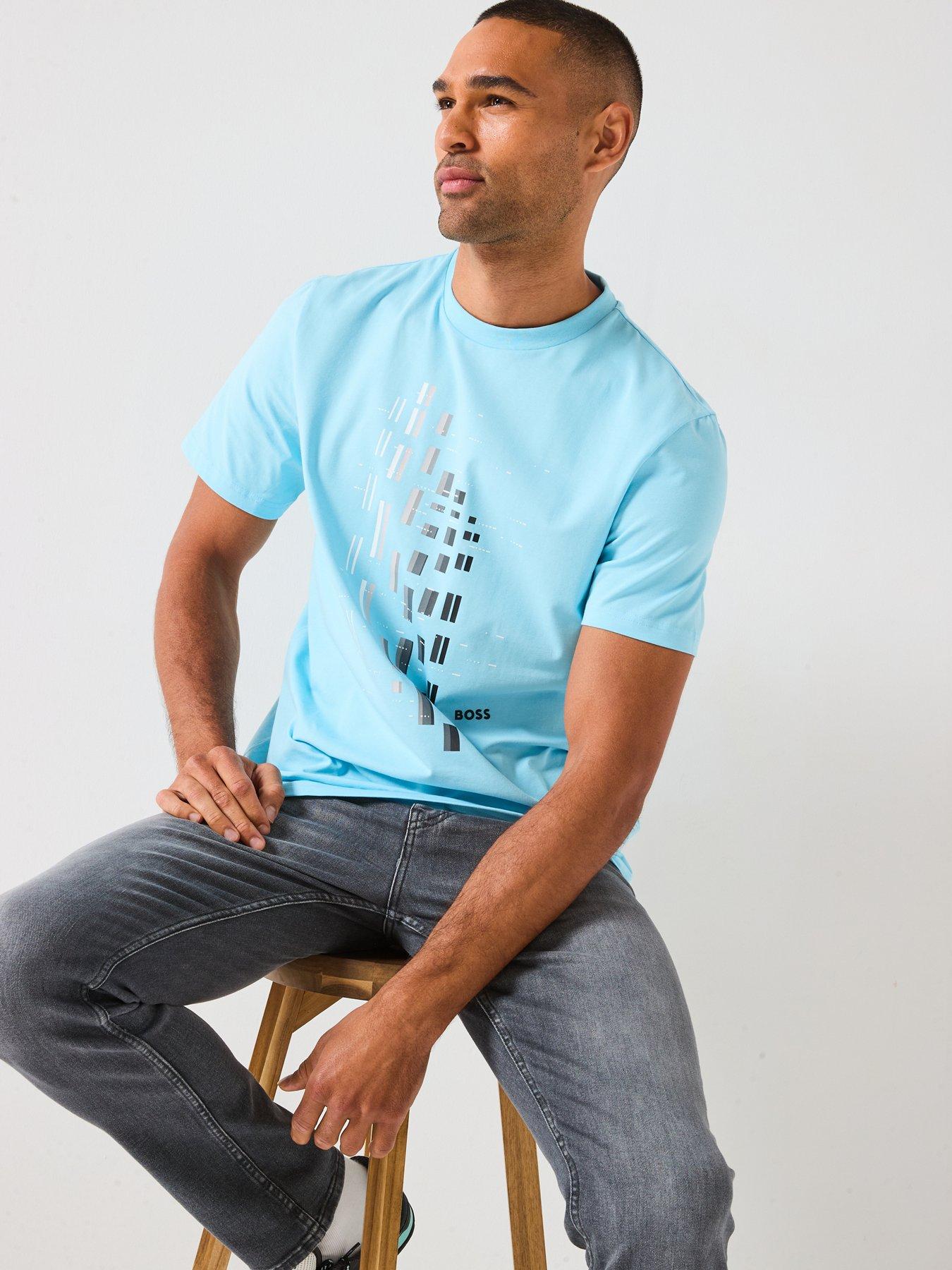 Image 4 of 6 of BOSS Tee Grx Zone Graphic T-Shirt - Light Blue