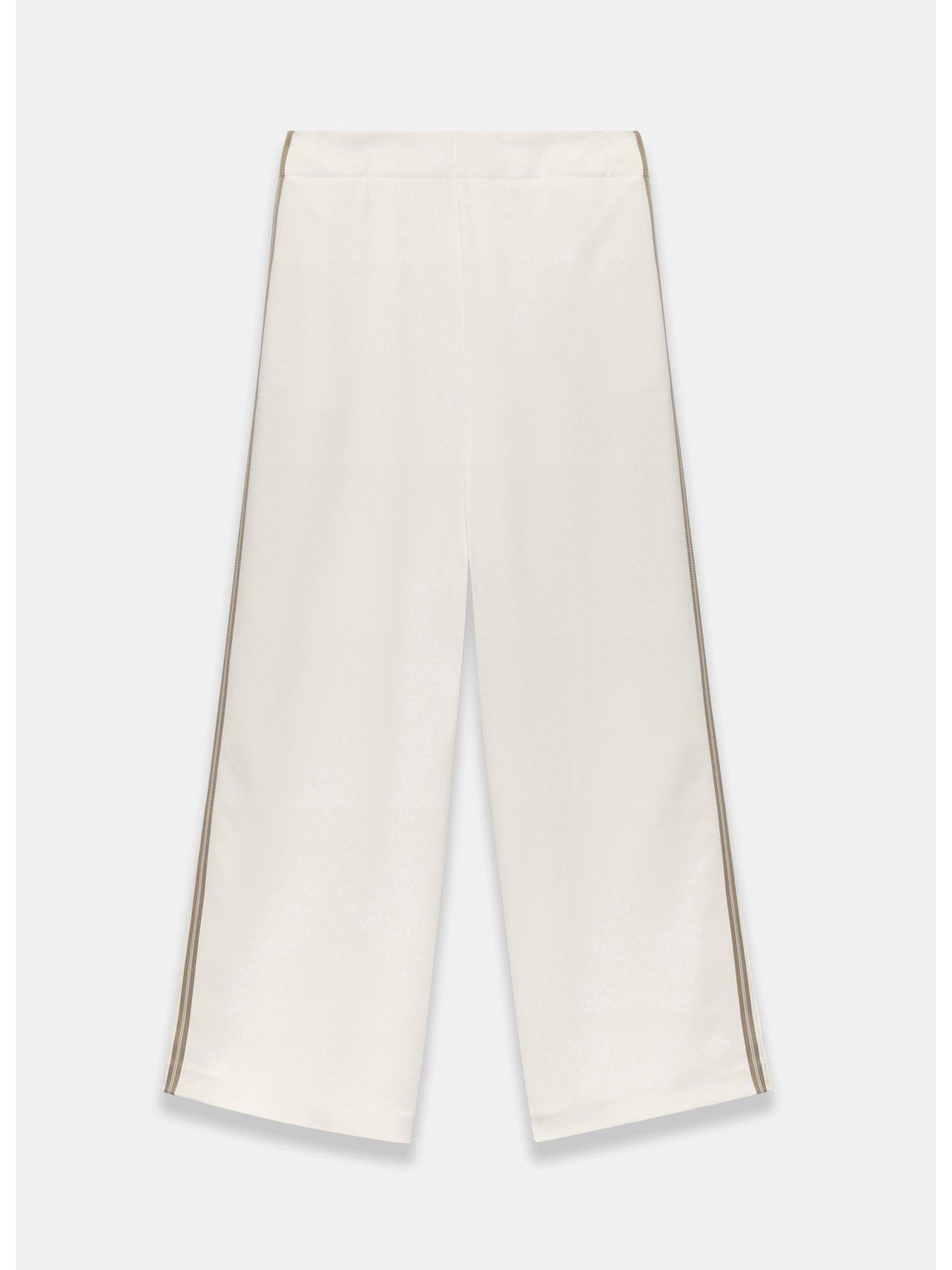  image of mint-velvet-white-side-stripe-wide-trousers-cream
