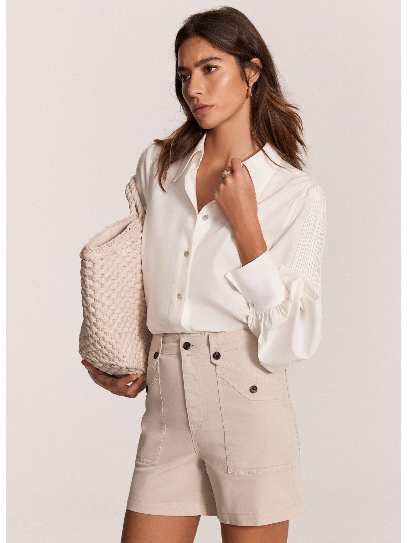  image of mint-velvet-neutral-cotton-chino-shorts-beige