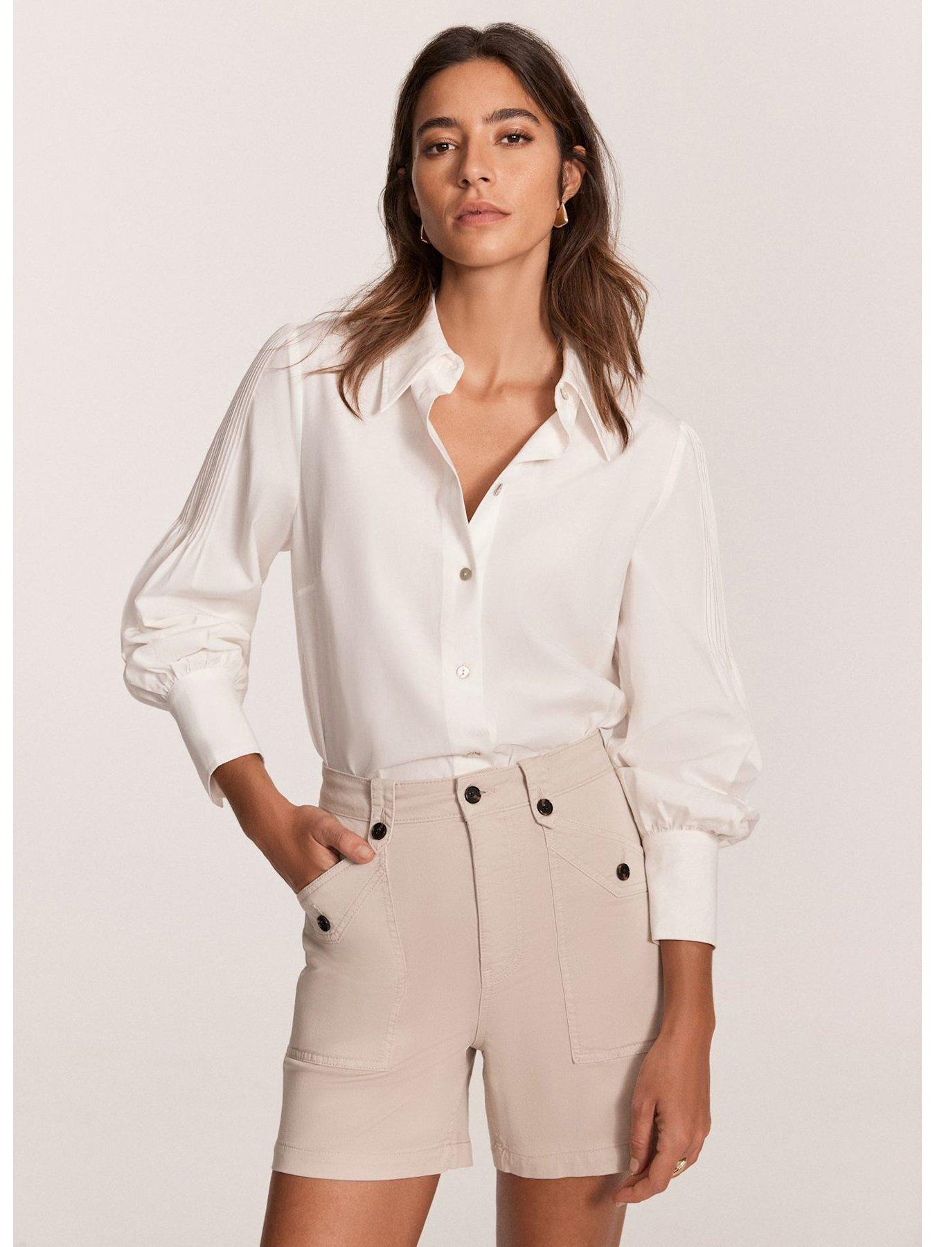  image of mint-velvet-neutral-cotton-chino-shorts-beige