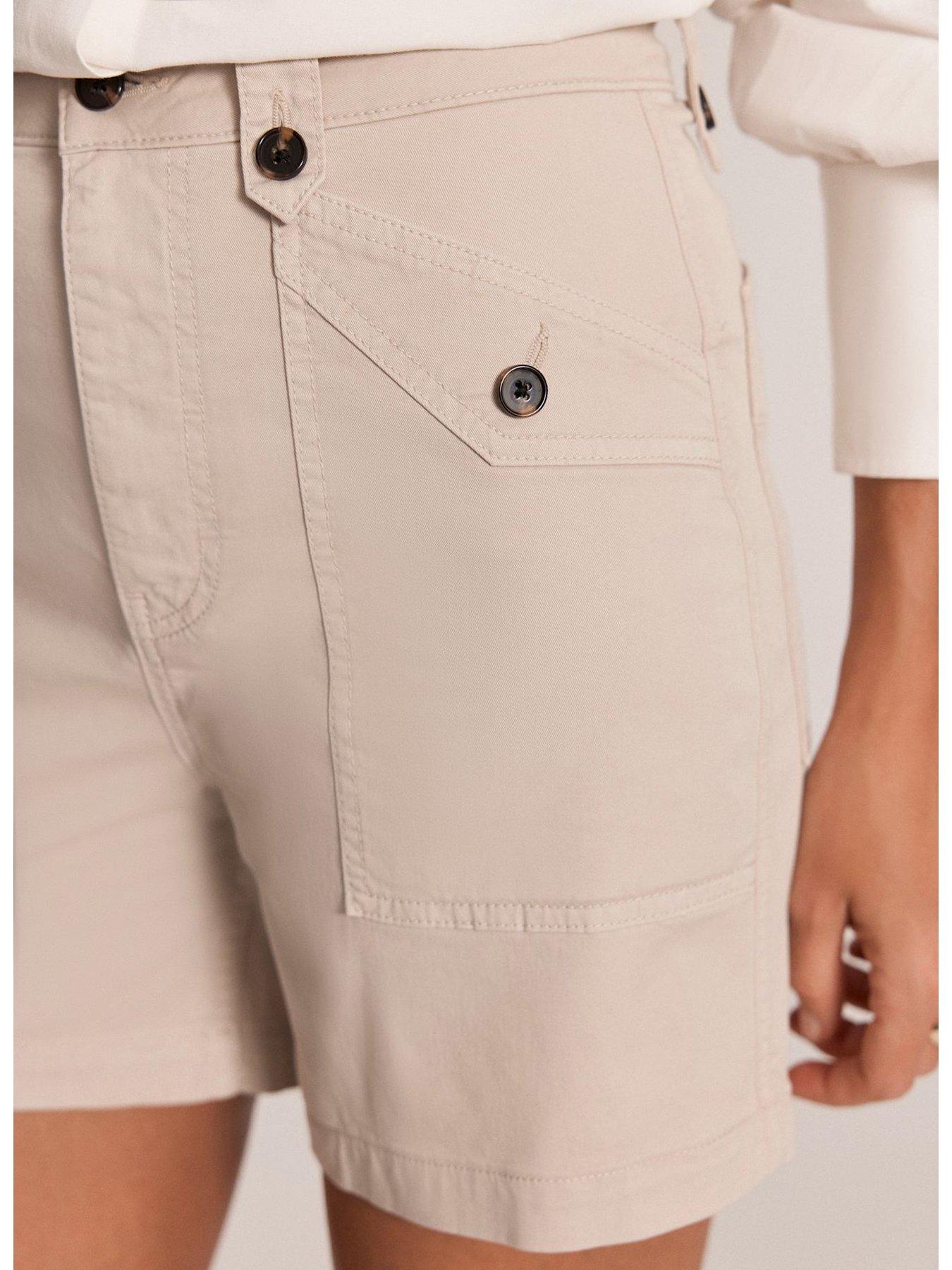  image of mint-velvet-neutral-cotton-chino-shorts-beige