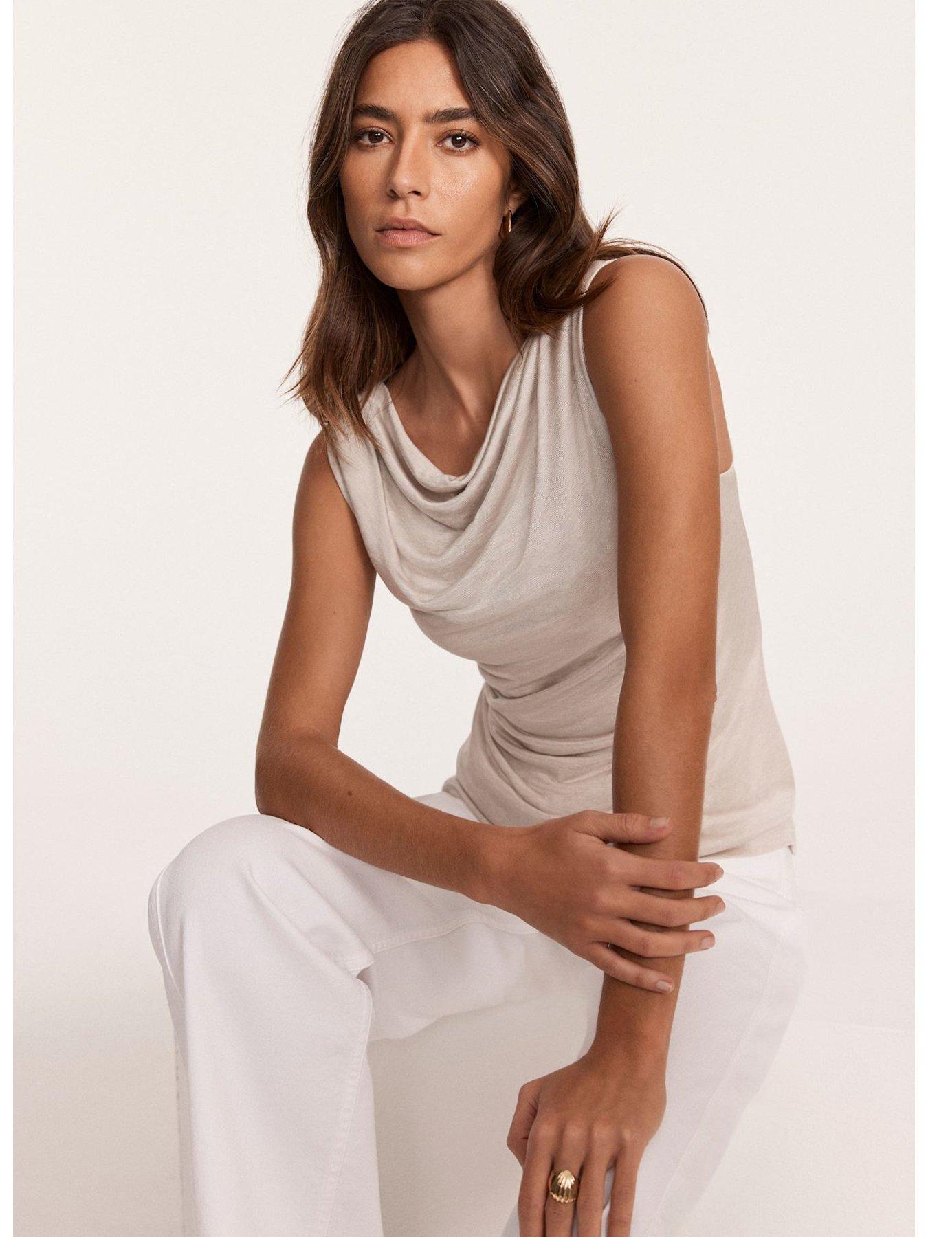  image of mint-velvet-neutral-draped-top-beige