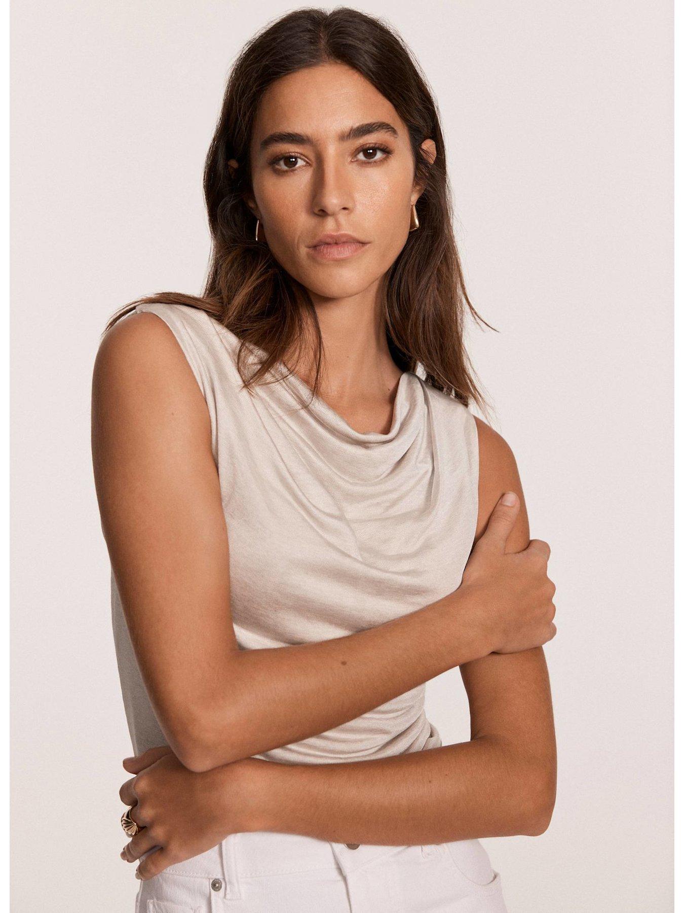  image of mint-velvet-neutral-draped-top-beige