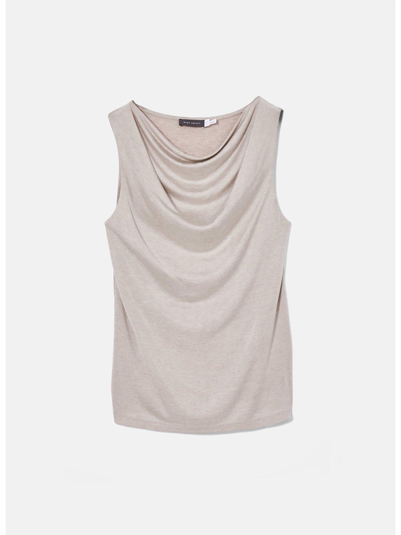  image of mint-velvet-neutral-draped-top-beige