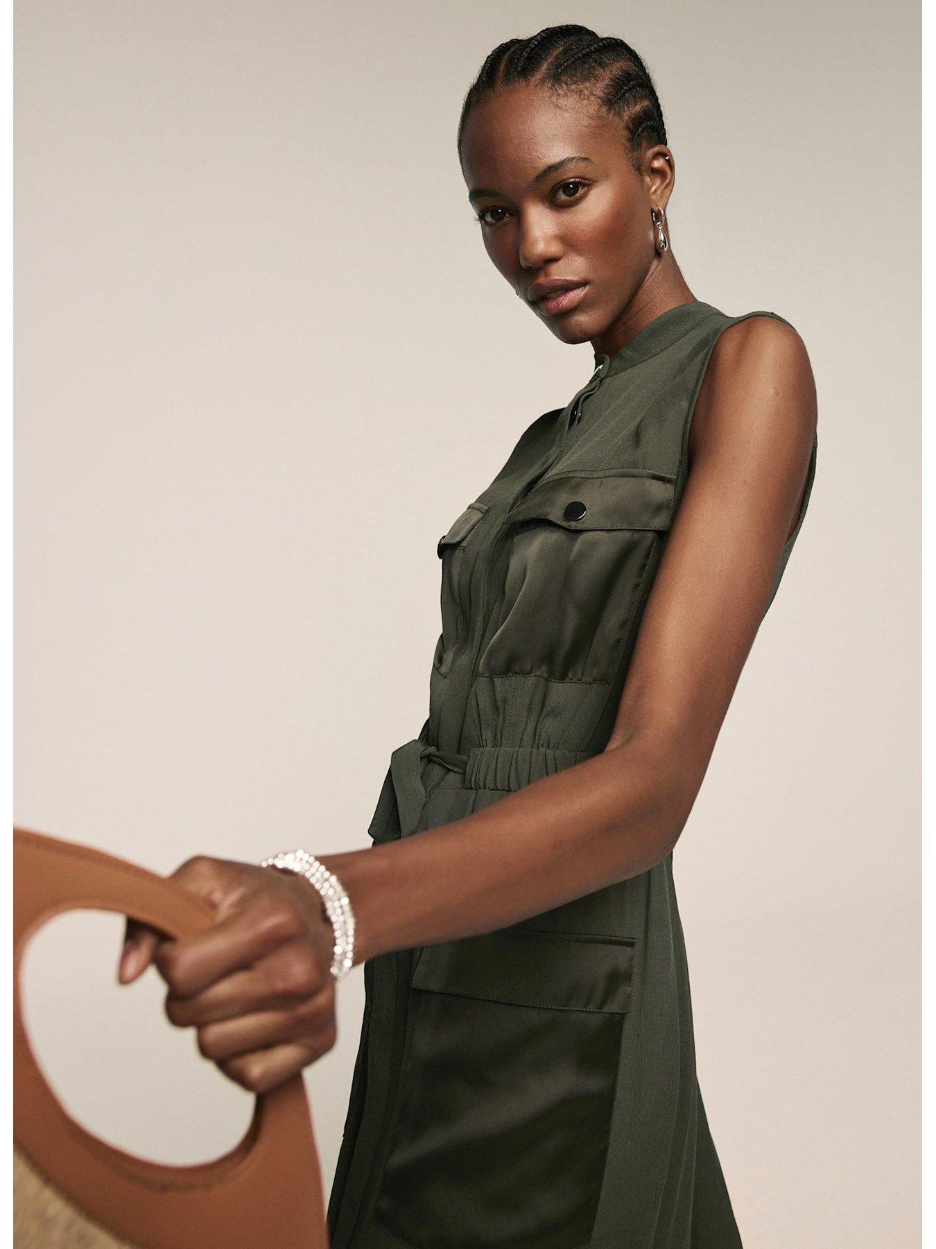 green khaki shirt dress Sosandar Khaki Green Spot Print Tiered Hem Midi Shirt Dress