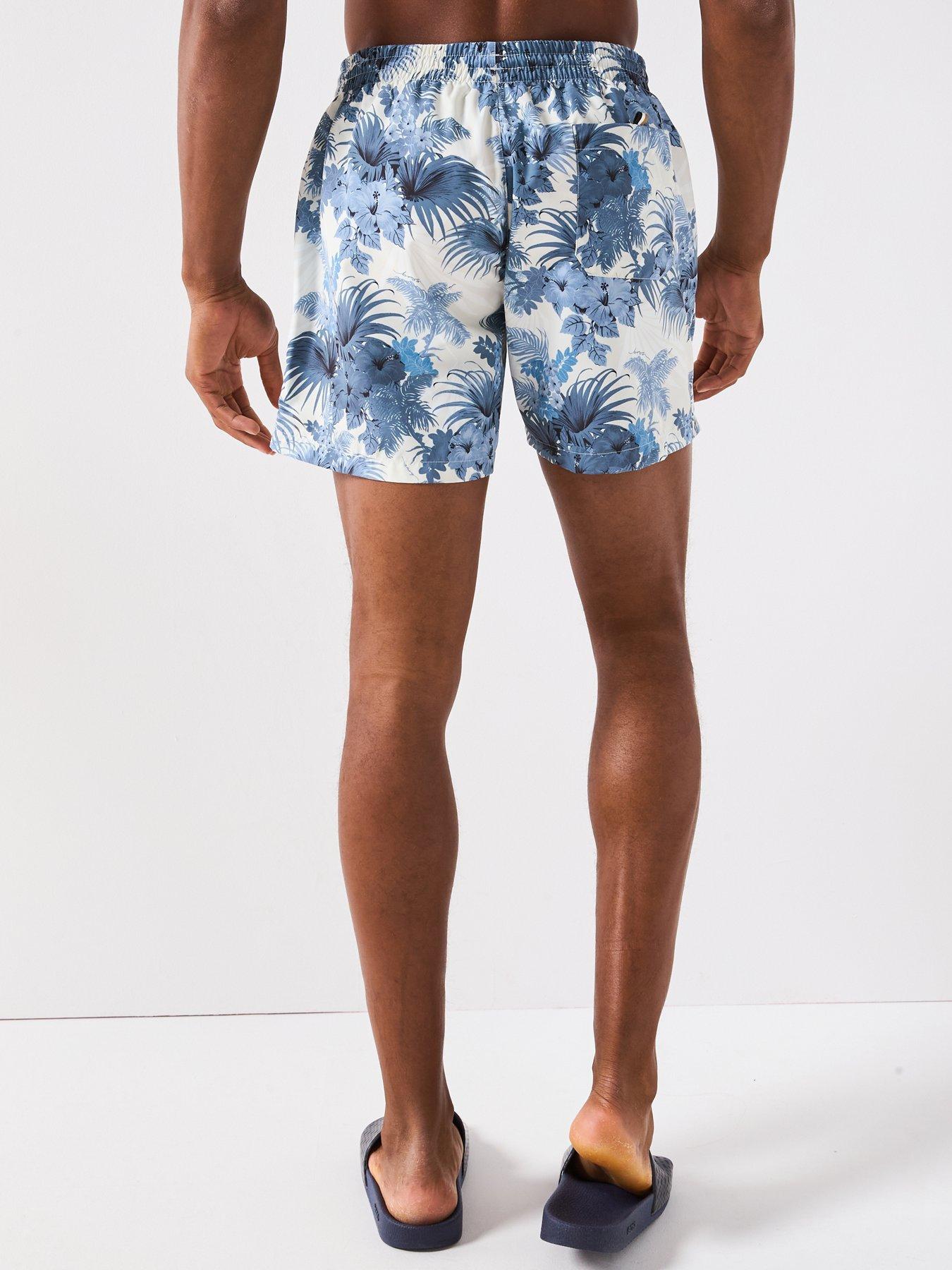 Image 2 of 6 of BOSS Piranha Floral Print Swimshorts - Light Blue