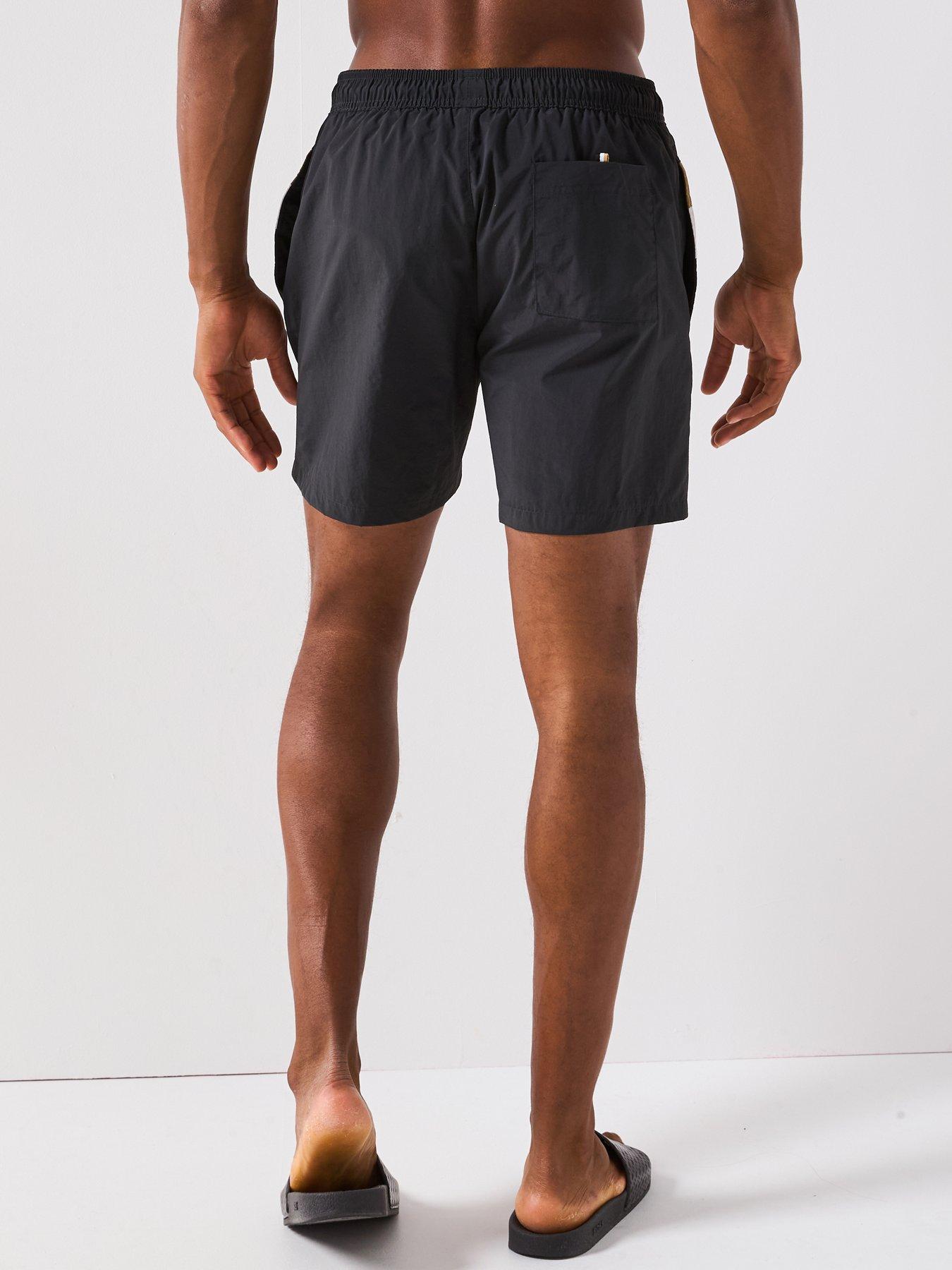Image 2 of 6 of BOSS Louis Global Stripe Swim Shorts - Grey