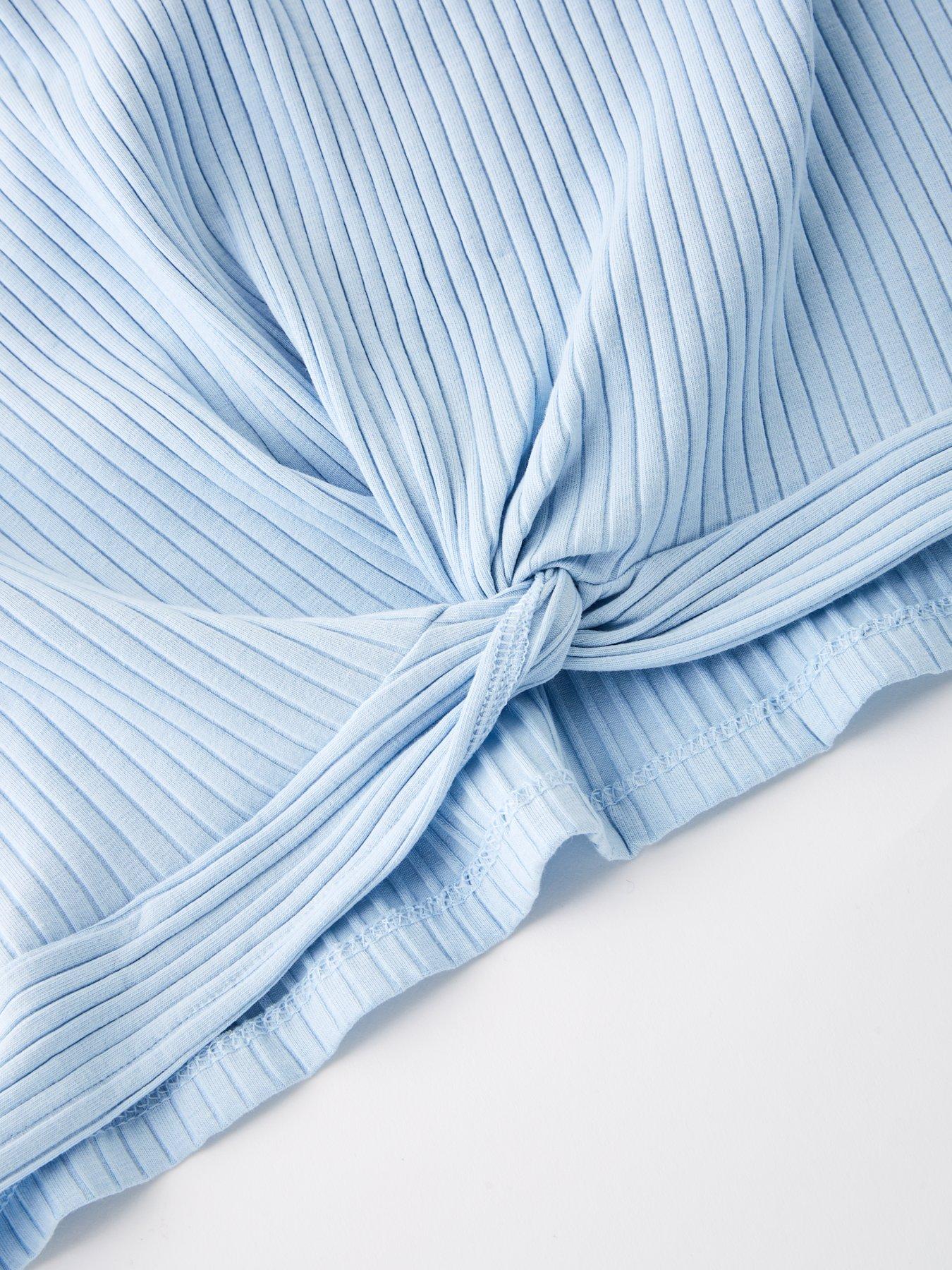 Image 4 of 5 of V by Very Girls Twisted Front Knot Long Sleeve Pyjamas - Blue