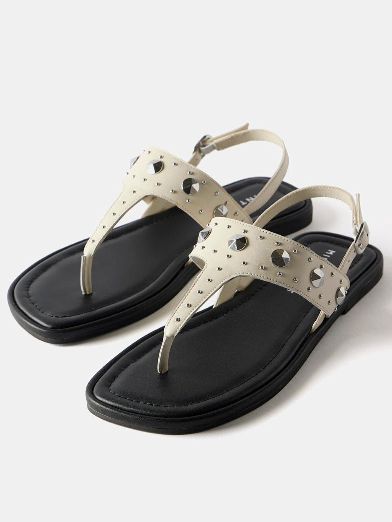  image of mint-velvet-studded-sling-back-flat-sandals-white