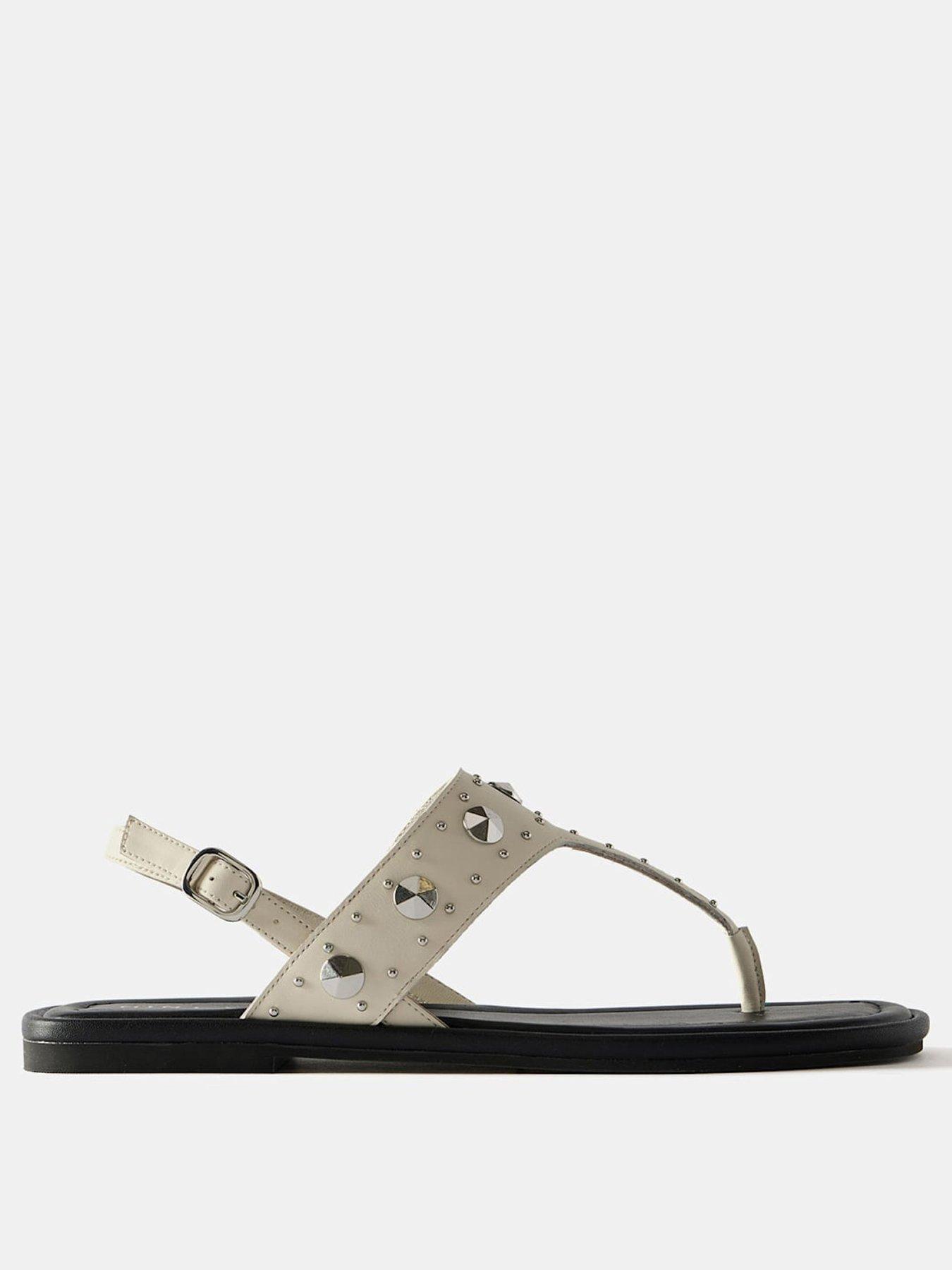  image of mint-velvet-studded-sling-back-flat-sandals-white
