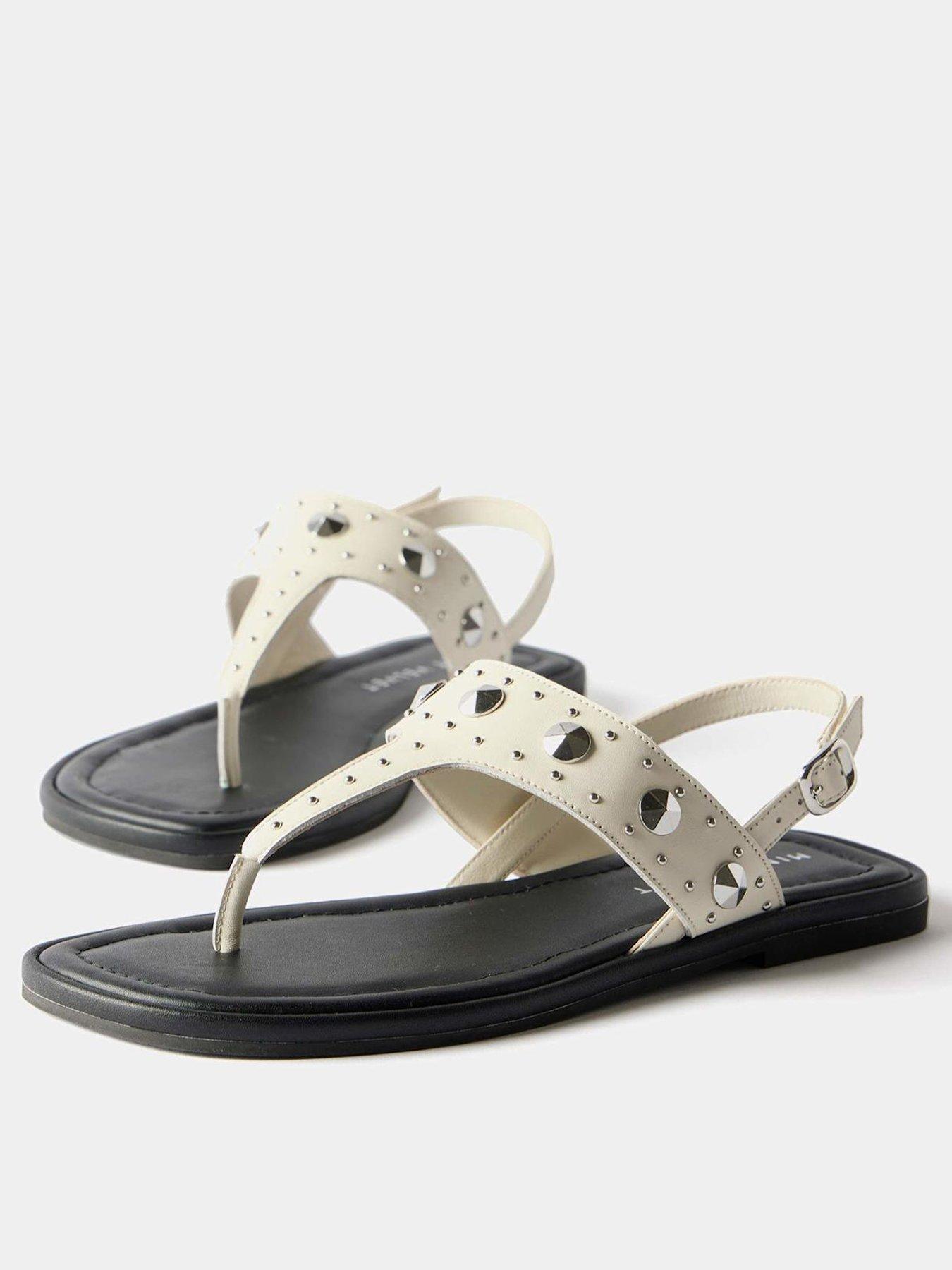  image of mint-velvet-studded-sling-back-flat-sandals-white