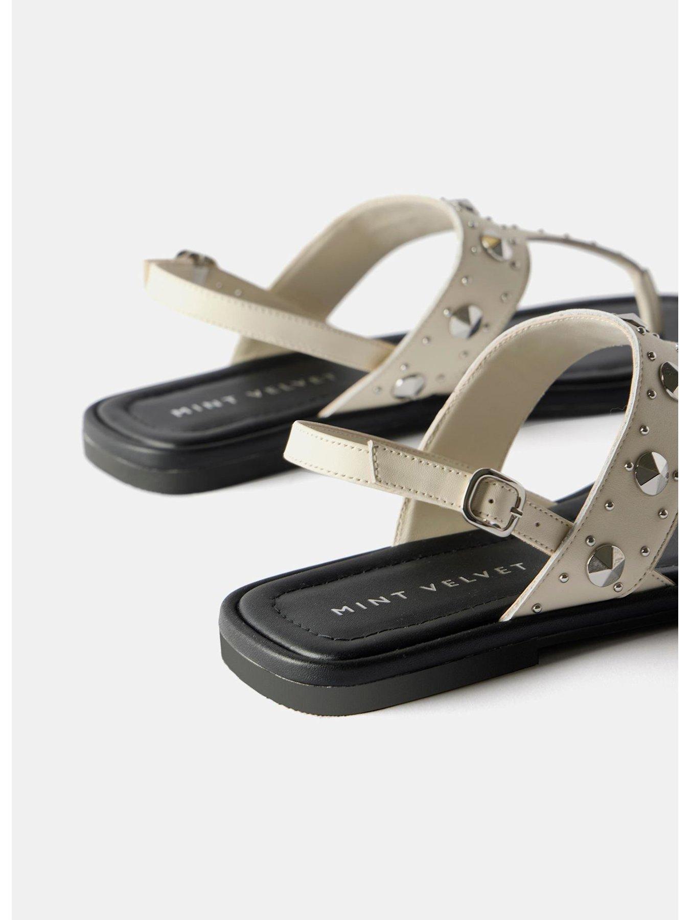  image of mint-velvet-studded-sling-back-flat-sandals-white