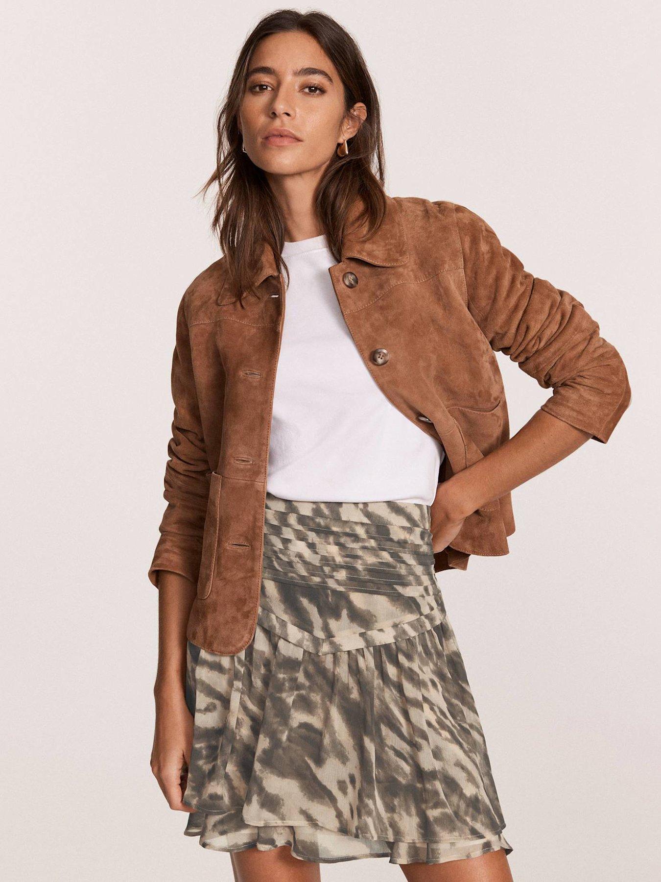 undefined Neutral Animal Print Mini Skirt