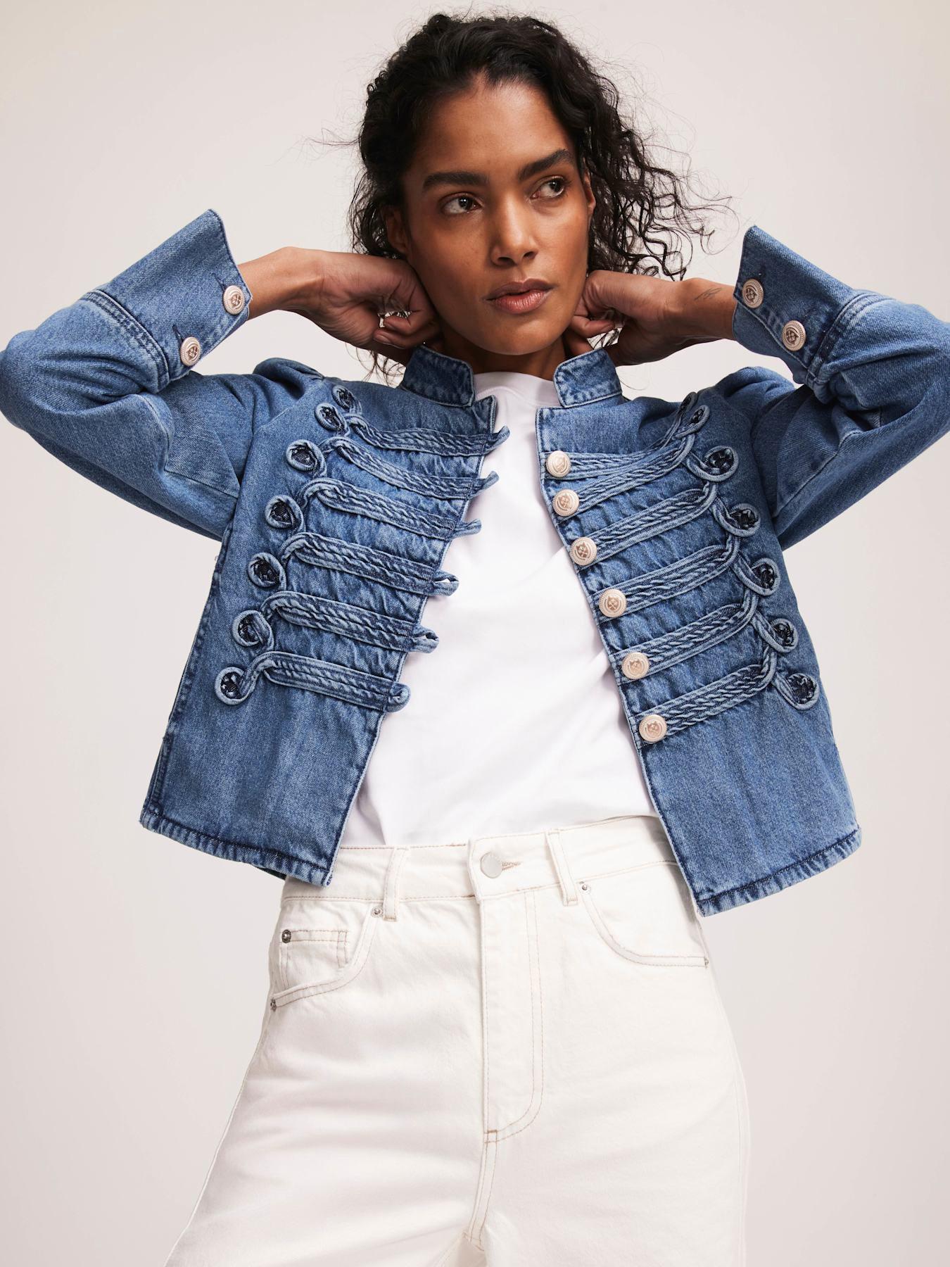 undefined Indigo Wash Denim Military Jacket - Blue