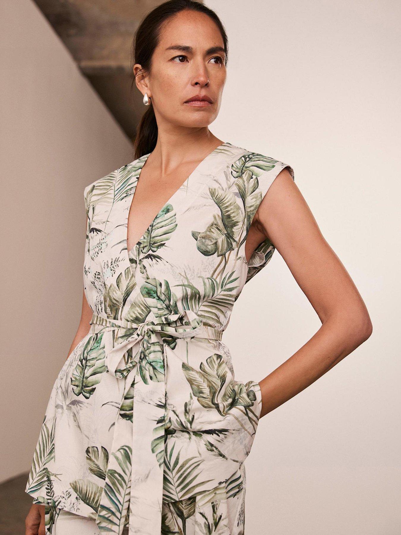 mint-velvet-palm-print-cotton-wrap-top-green