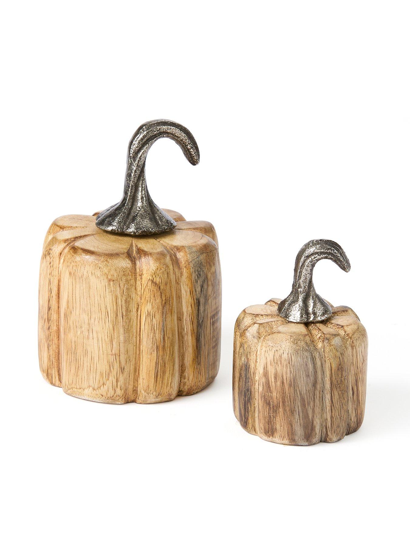 Image 2 of 4 of Heaven Sends Set of 2&nbsp;Wooden Pumpkin Autumn Decorations