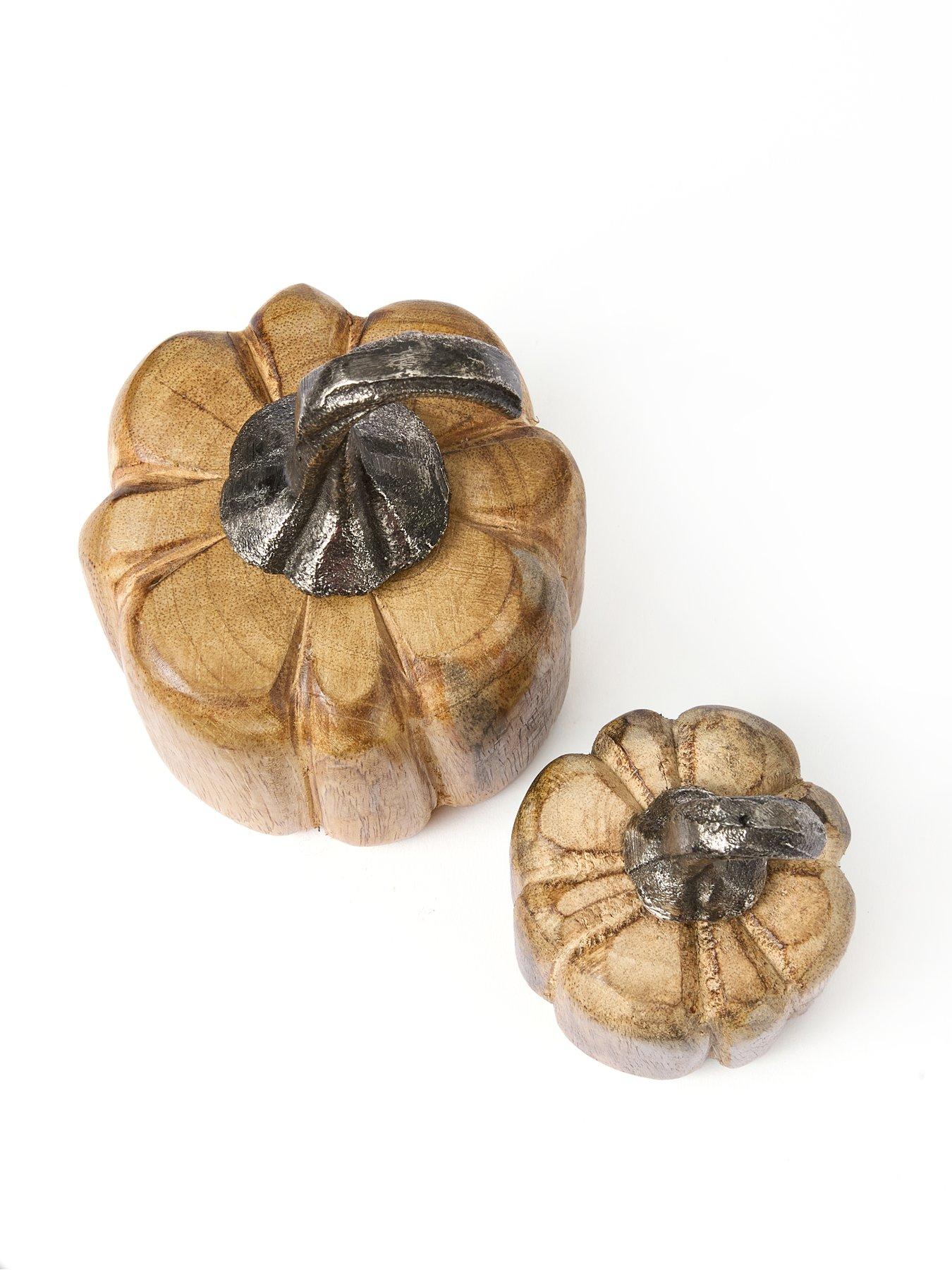 Image 3 of 4 of Heaven Sends Set of 2&nbsp;Wooden Pumpkin Autumn Decorations