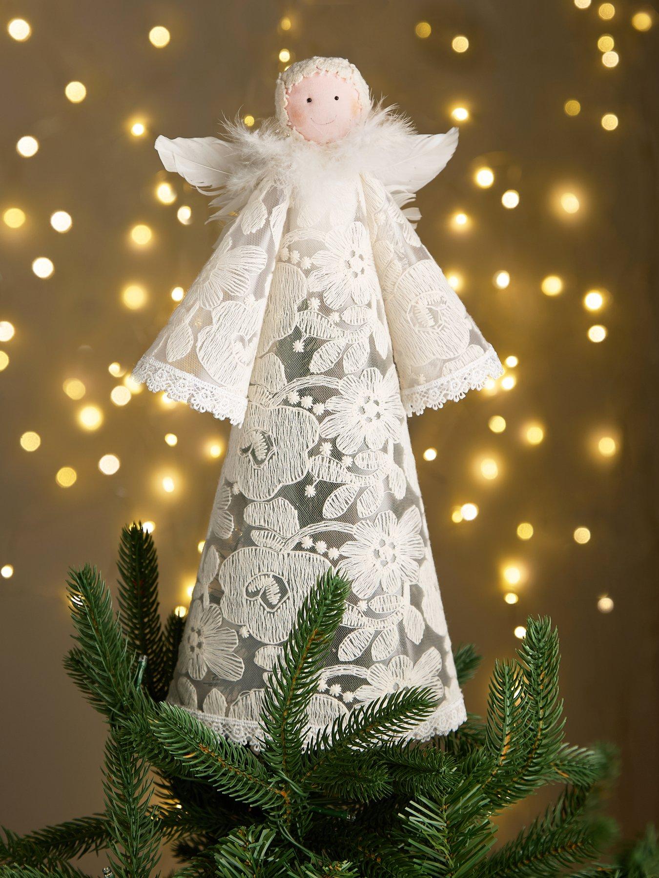 undefined Tall Lace Angel Christmas Tree Topper
