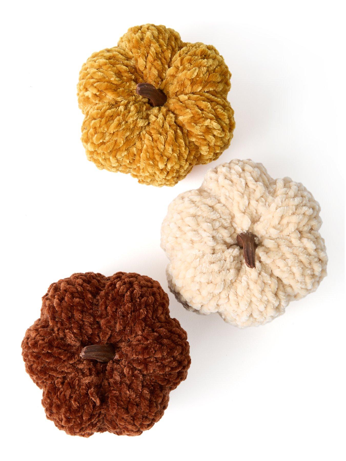 Image 3 of 6 of Heaven Sends Set of 3 Chenille Pumpkin Autumn Decorations