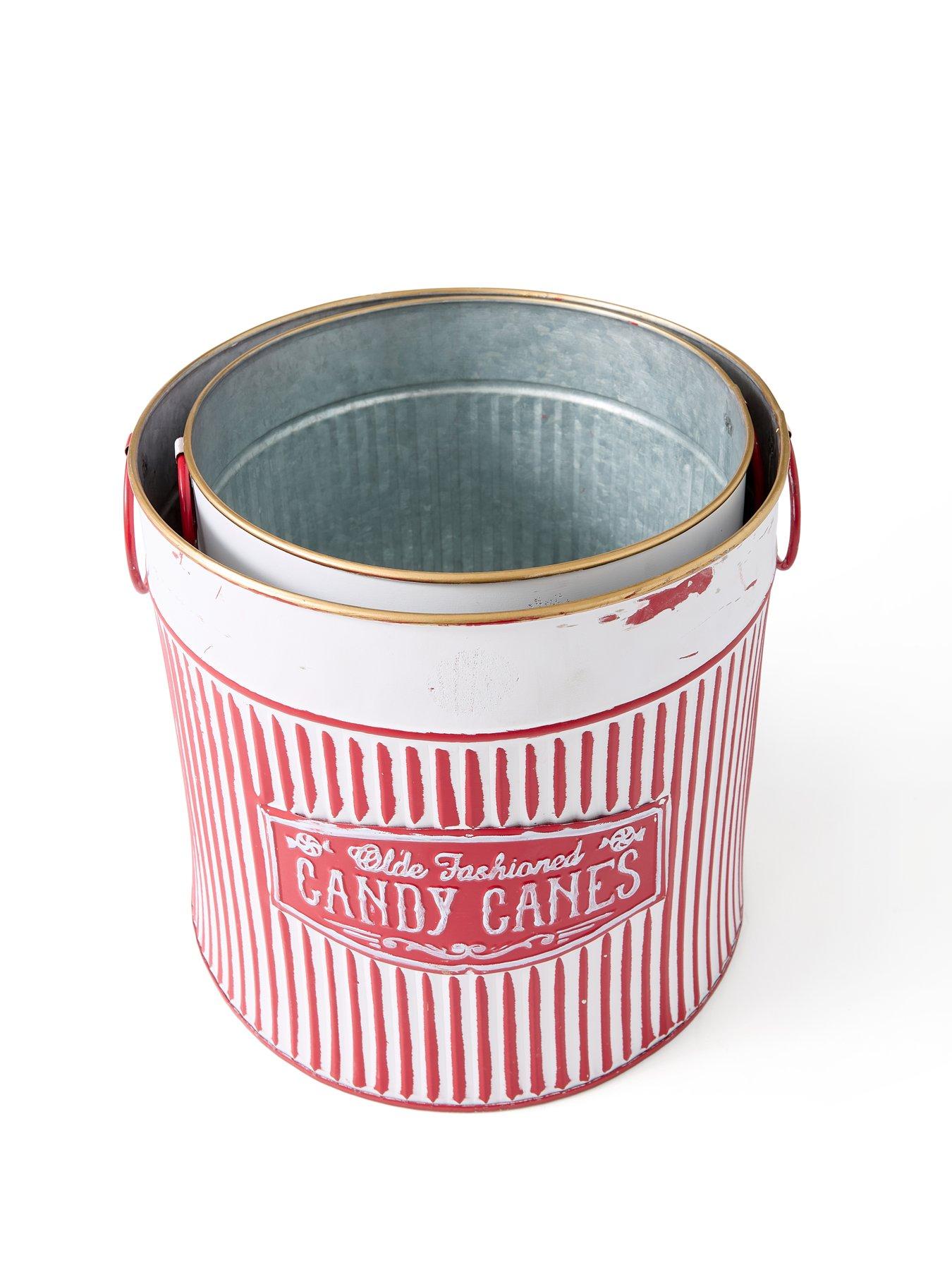 Image 4 of 6 of Heaven Sends Set&nbsp;of&nbsp;2 Candy Cane Bucket Christmas Decorations