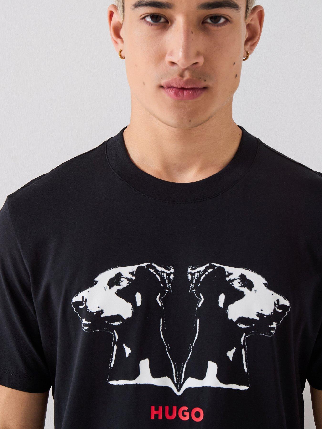 HUGO Regular Fit Animal Print Dobero T-Shirt - Black