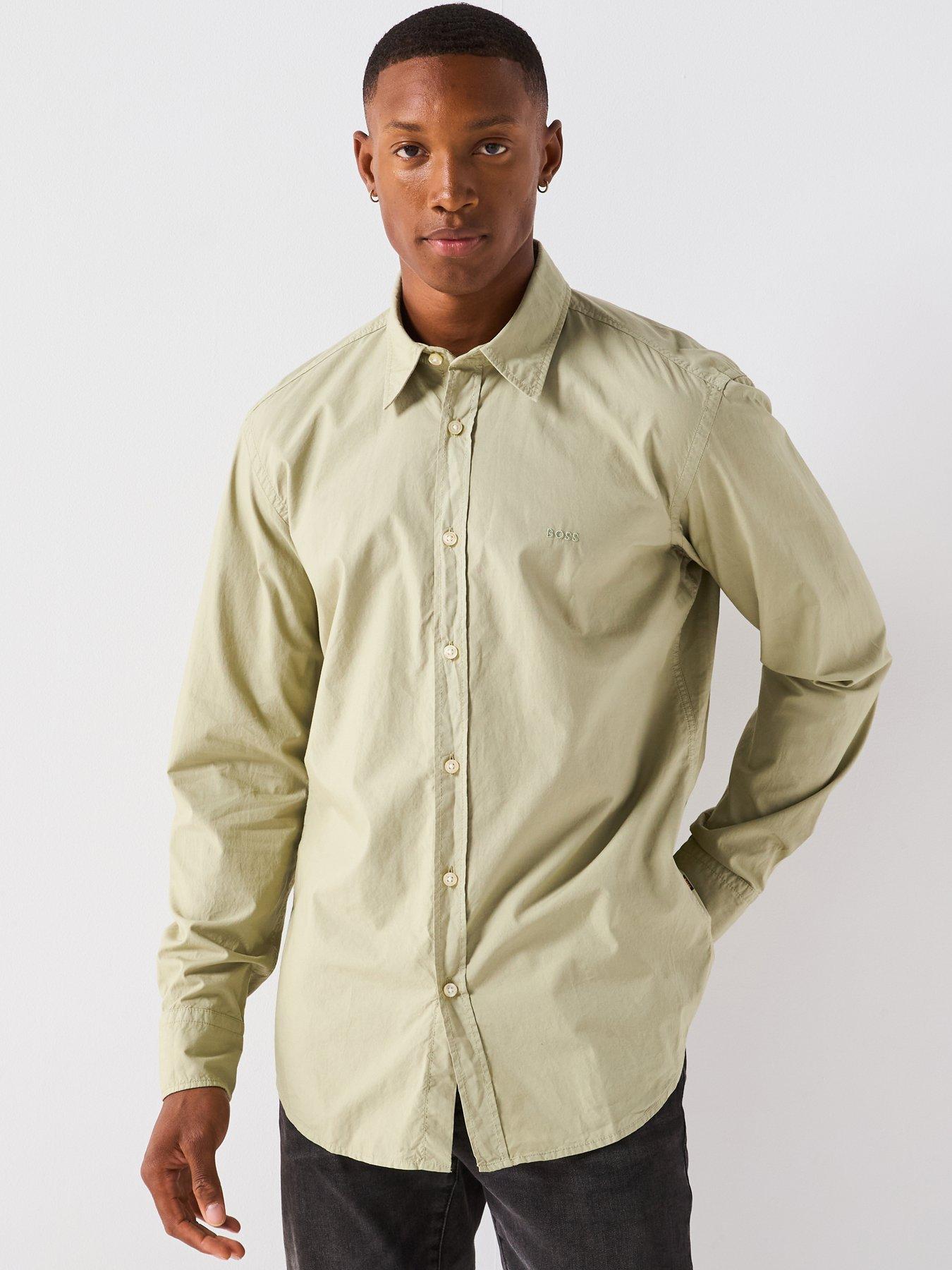 Image 1 of 6 of BOSS Relegant 6 M Regular Fit Logo Poplin Shirt - Green