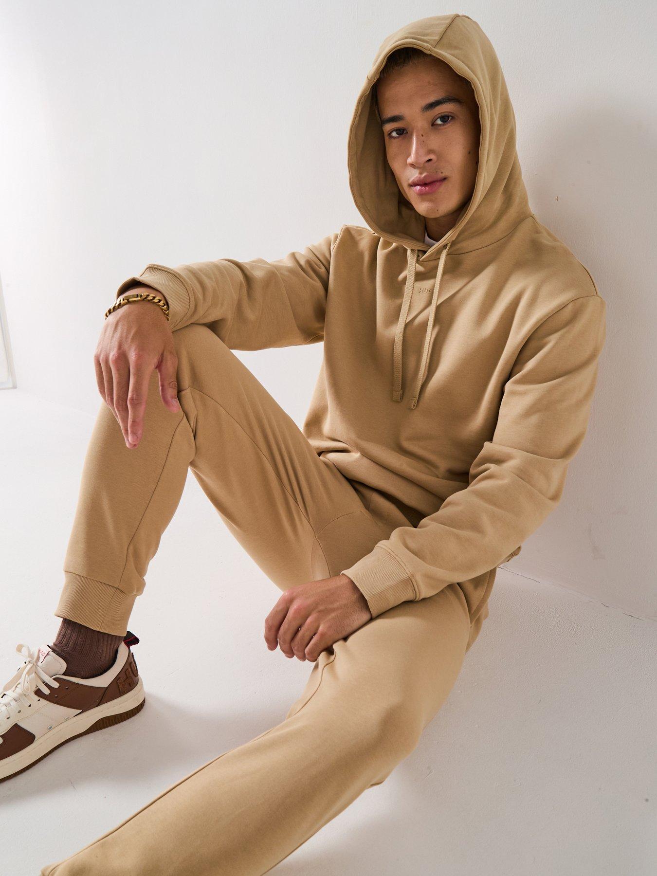 Image 1 of 6 of HUGO Dapodayote Jersey Overhead Tracksuit - Beige