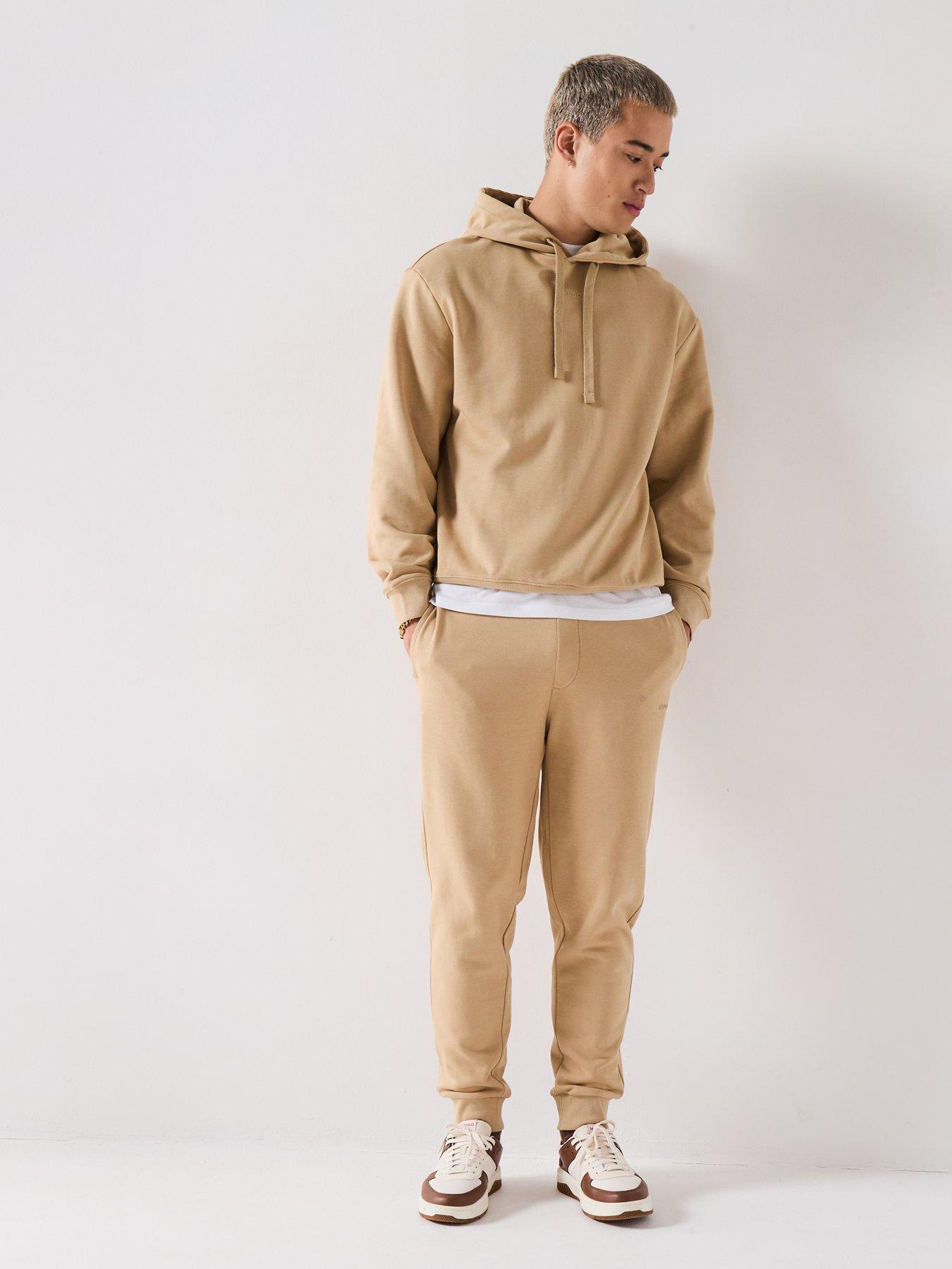 Image 3 of 6 of HUGO Dapodayote Jersey Overhead Tracksuit - Beige