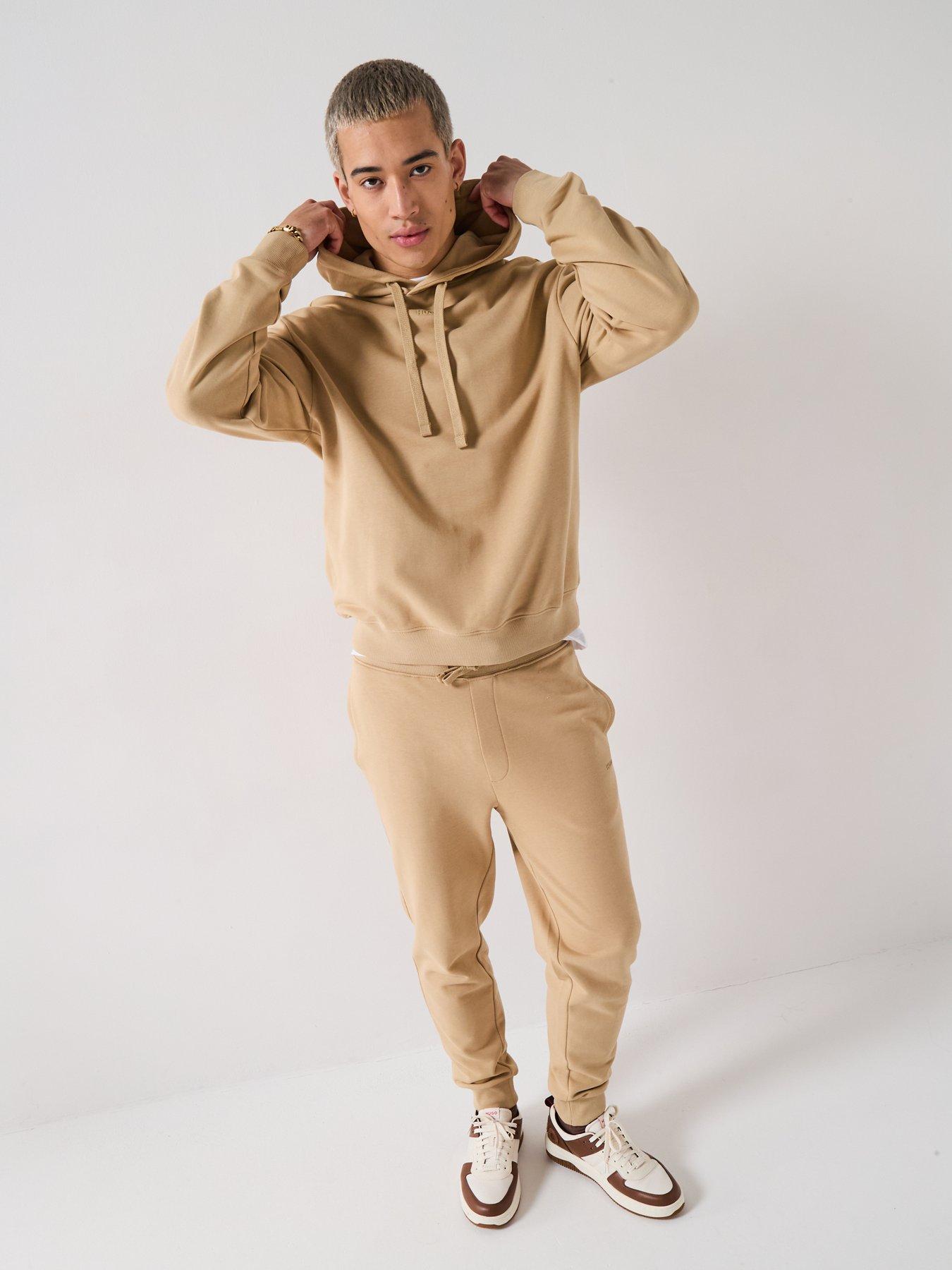 Image 5 of 6 of HUGO Dapodayote Jersey Overhead Tracksuit - Beige