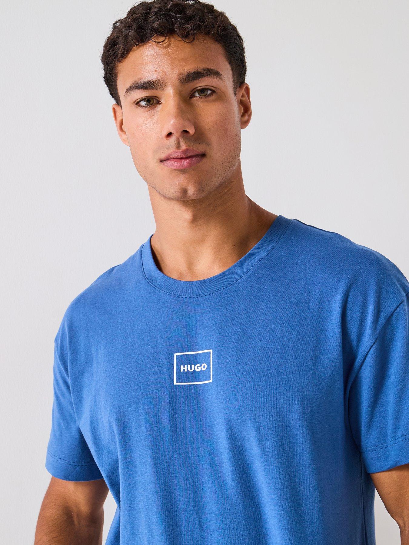  image of hugo-bodywear-laze-relaxed-fit-loungewear-t-shirt-blue