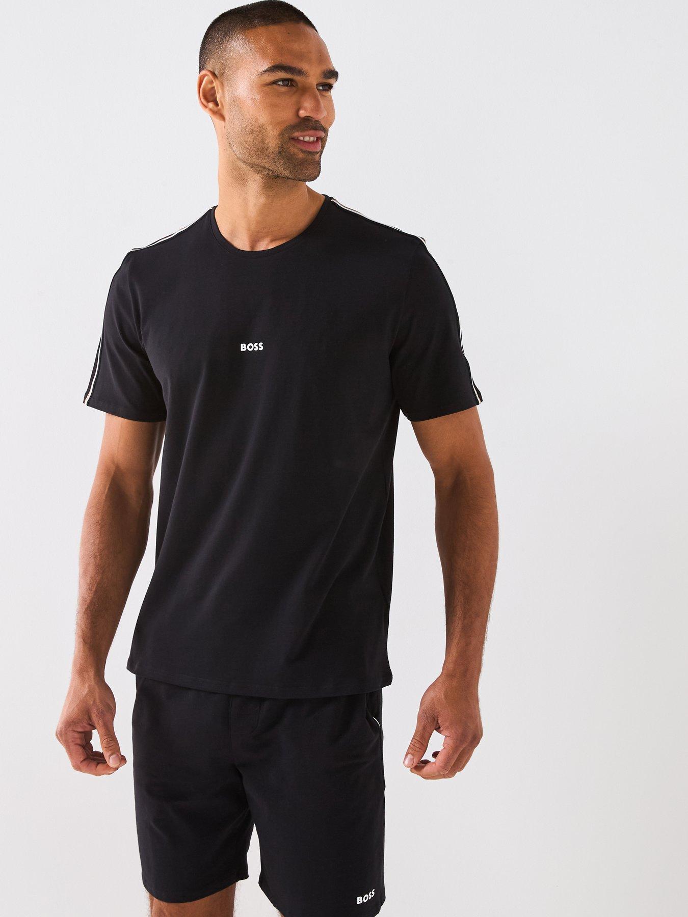HUGO Boss Unique Global Stripe Taped Loungewear T-Shirt - Black
