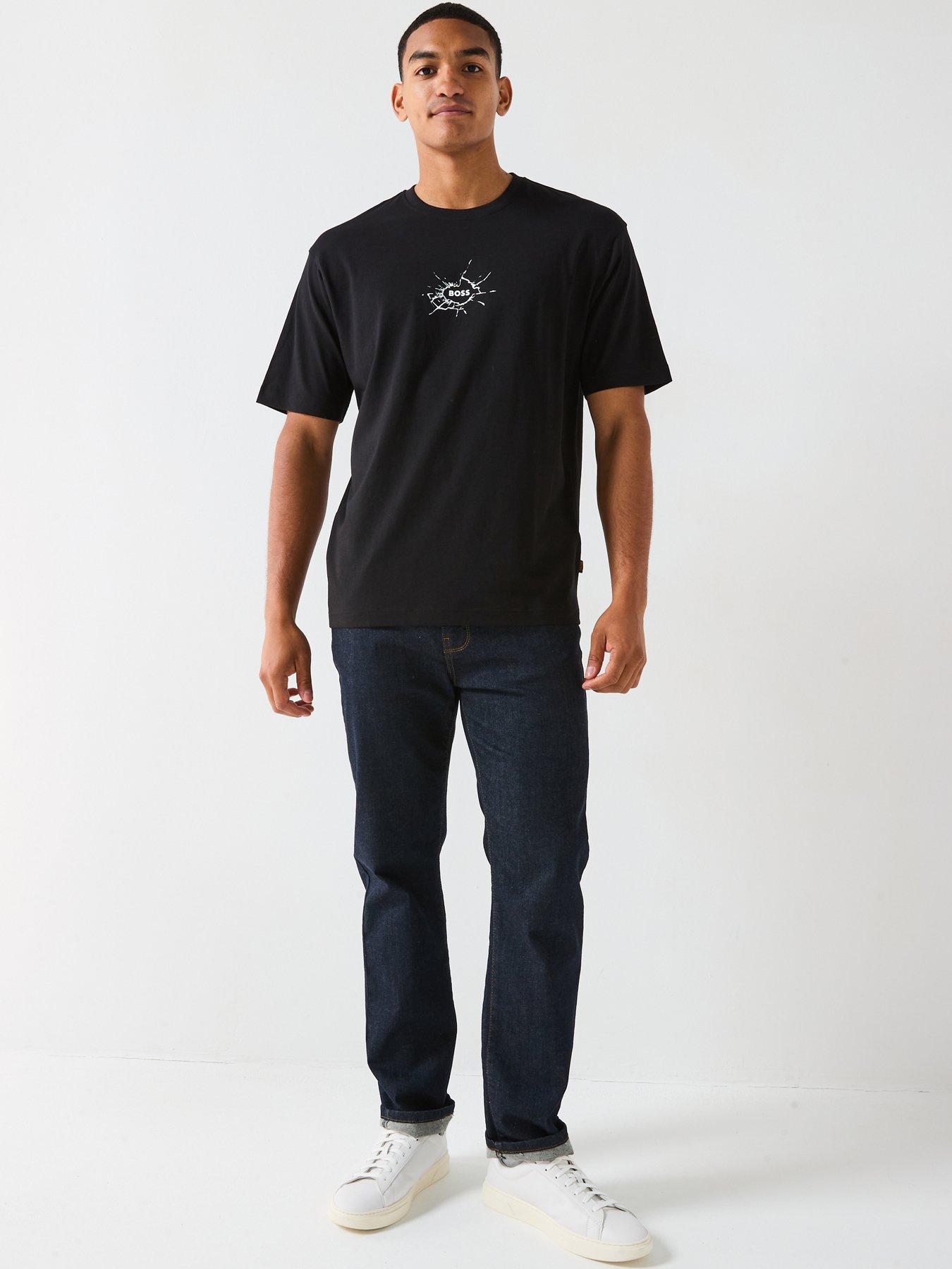 Image 3 of 4 of BOSS Voyage Relaxed Fit Small Crack Logo T-Shirt - Black