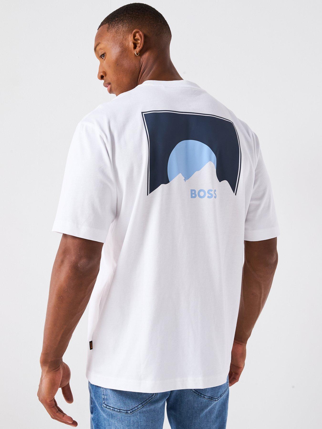 Image 1 of 6 of BOSS Move Relaxed Fit Back Print T-Shirt - White