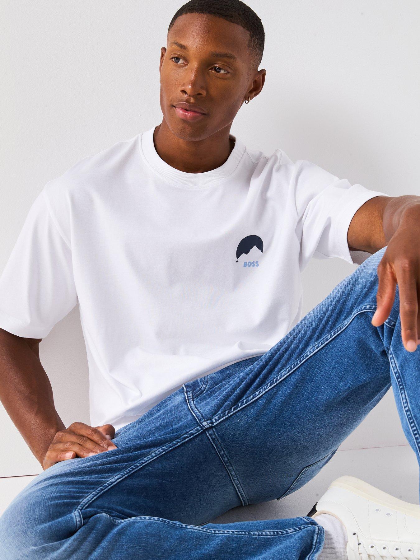 Image 6 of 6 of BOSS Move Relaxed Fit Back Print T-Shirt - White