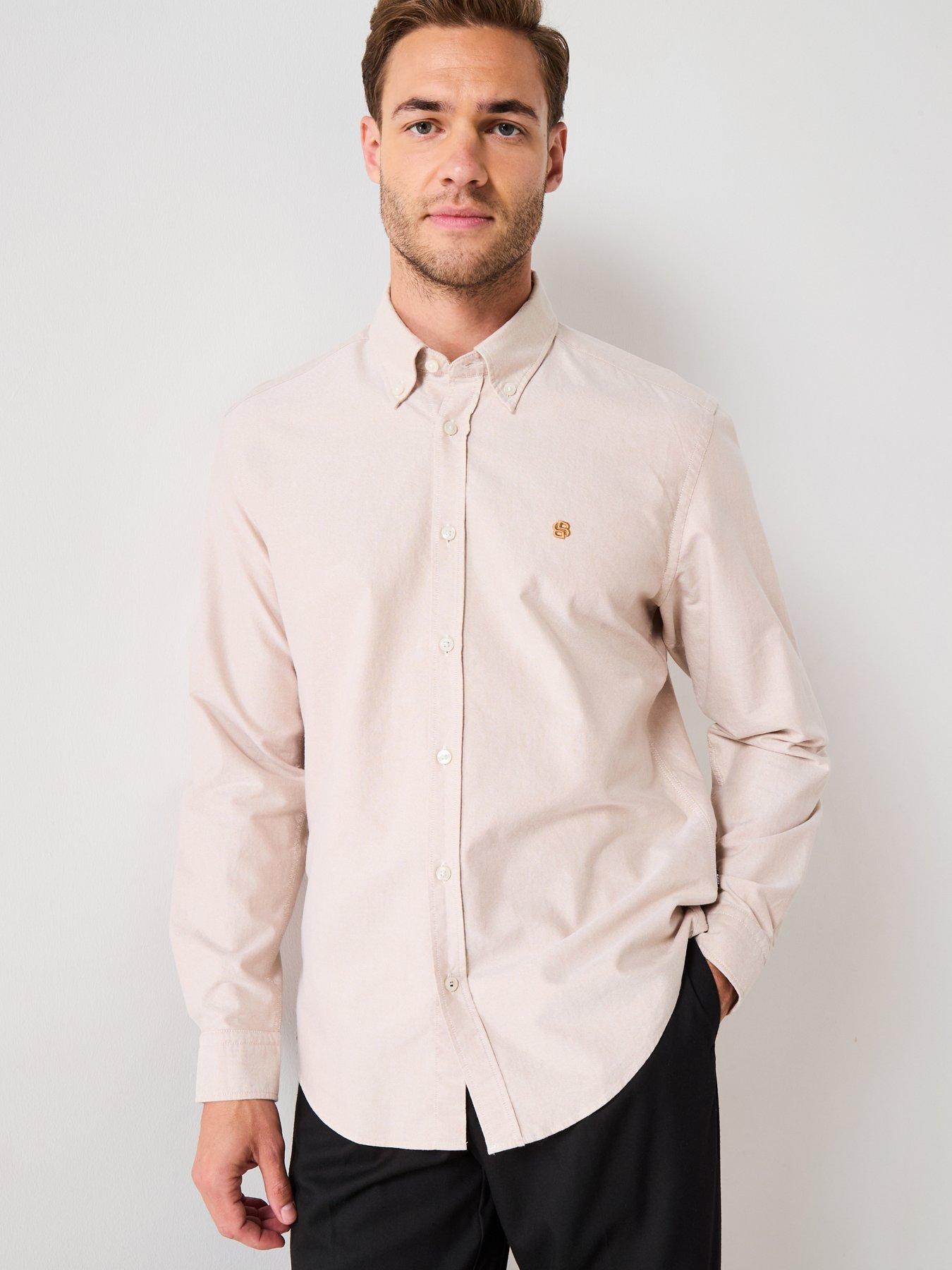 Image 5 of 6 of BOSS H-Liam Plain Regular Fit Oxford Shirt - Beige