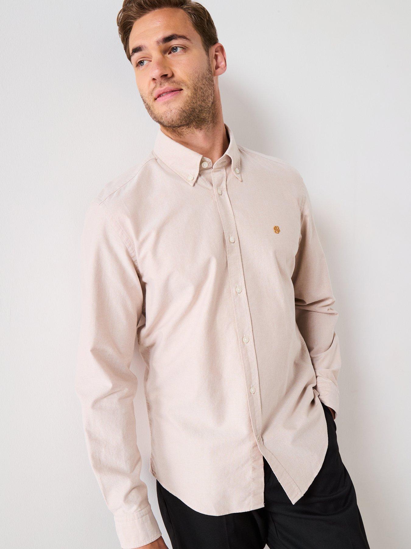 Image 6 of 6 of BOSS H-Liam Plain Regular Fit Oxford Shirt - Beige